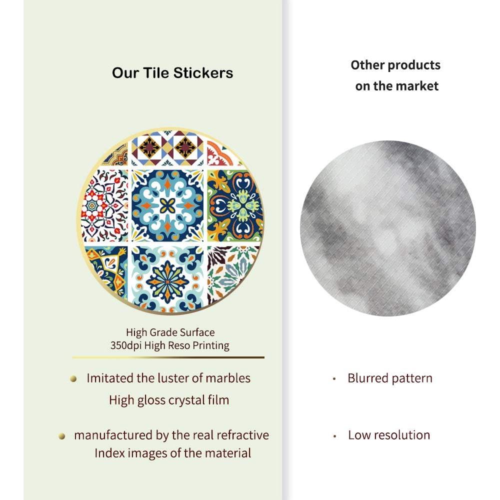 Calcomanías de Azulejos Marroquíes Jacklove 25 Piezas 10x10cm