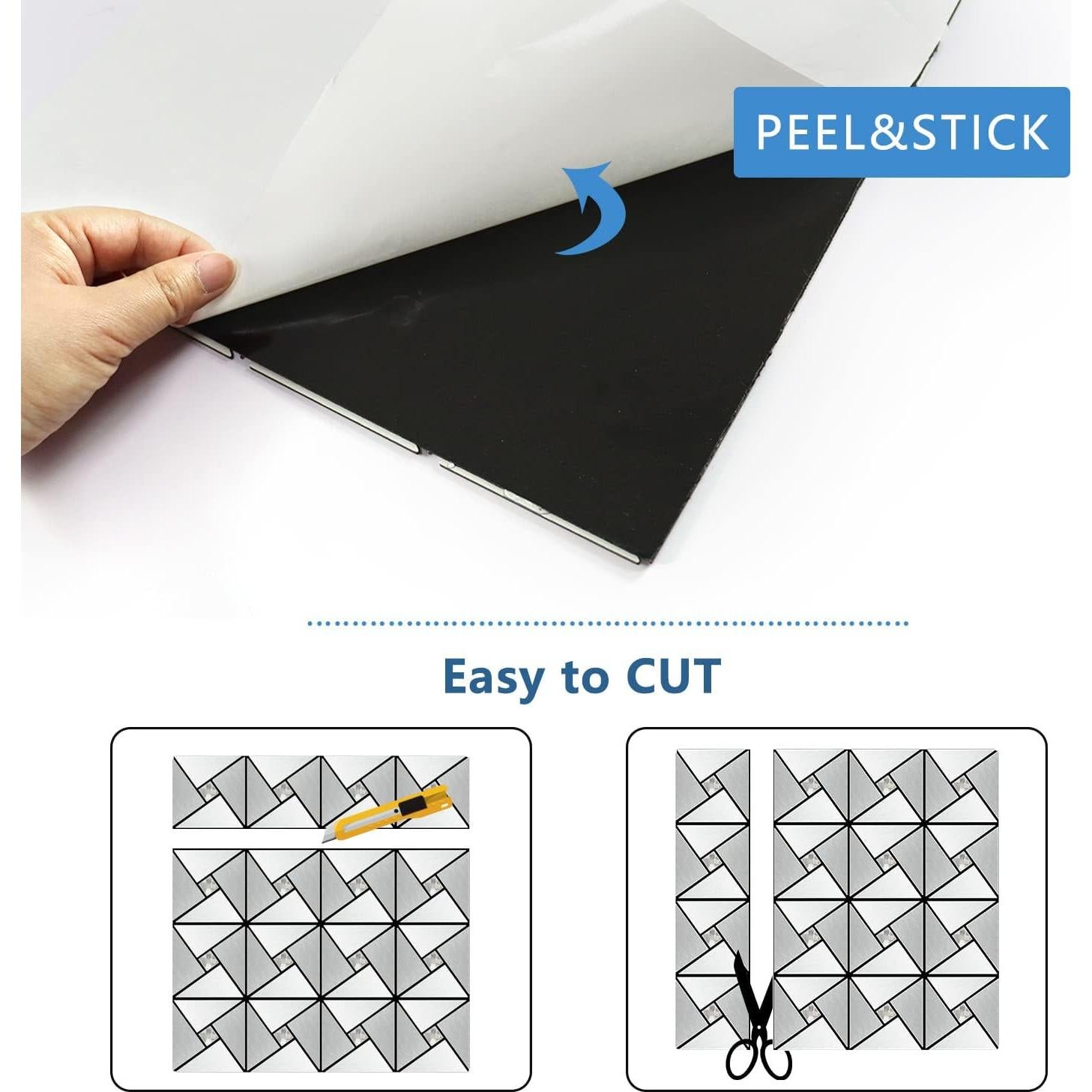 Azulejo Peel and Stick Vamos Tile Plateado 10 Hojas 30.48x30.48cm