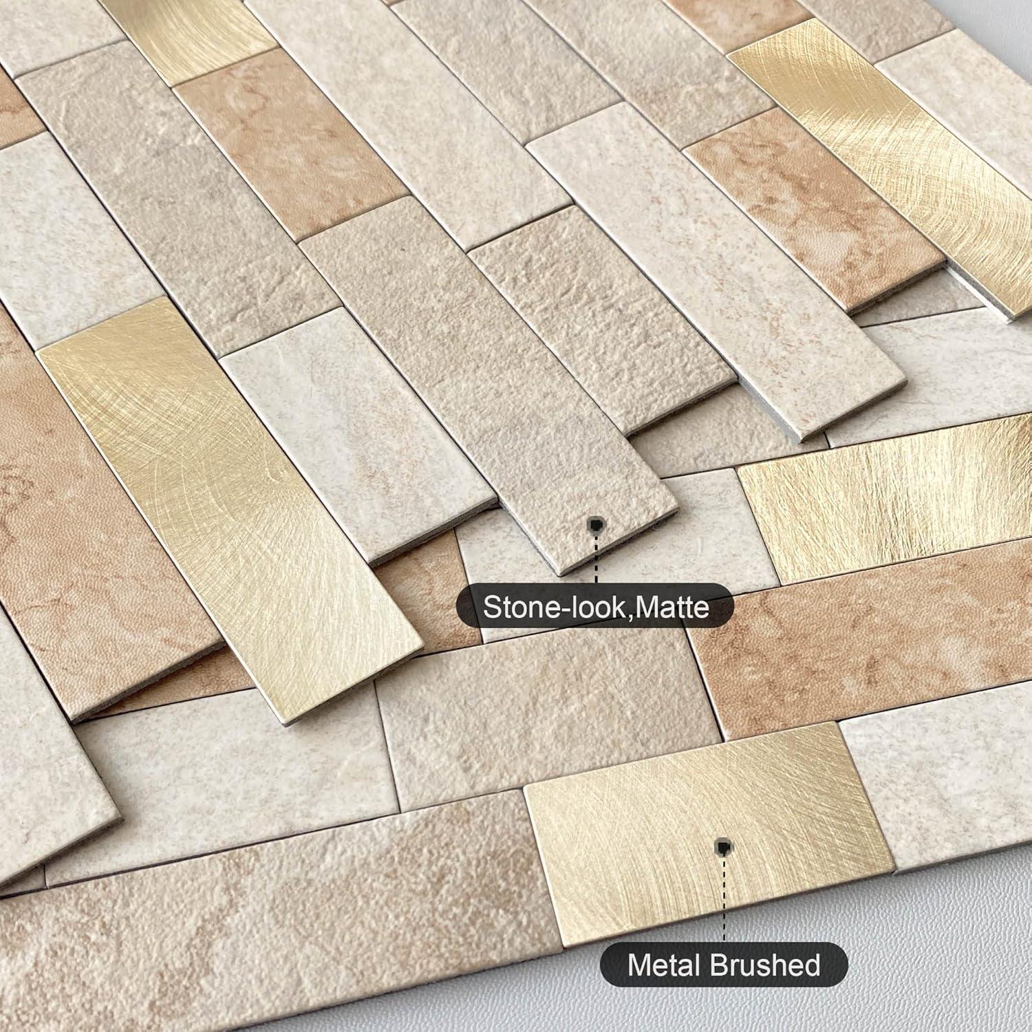 Azulejos Autoadhesivos BeNice 3D Ladrillo Mate 10 Pcs Marrón