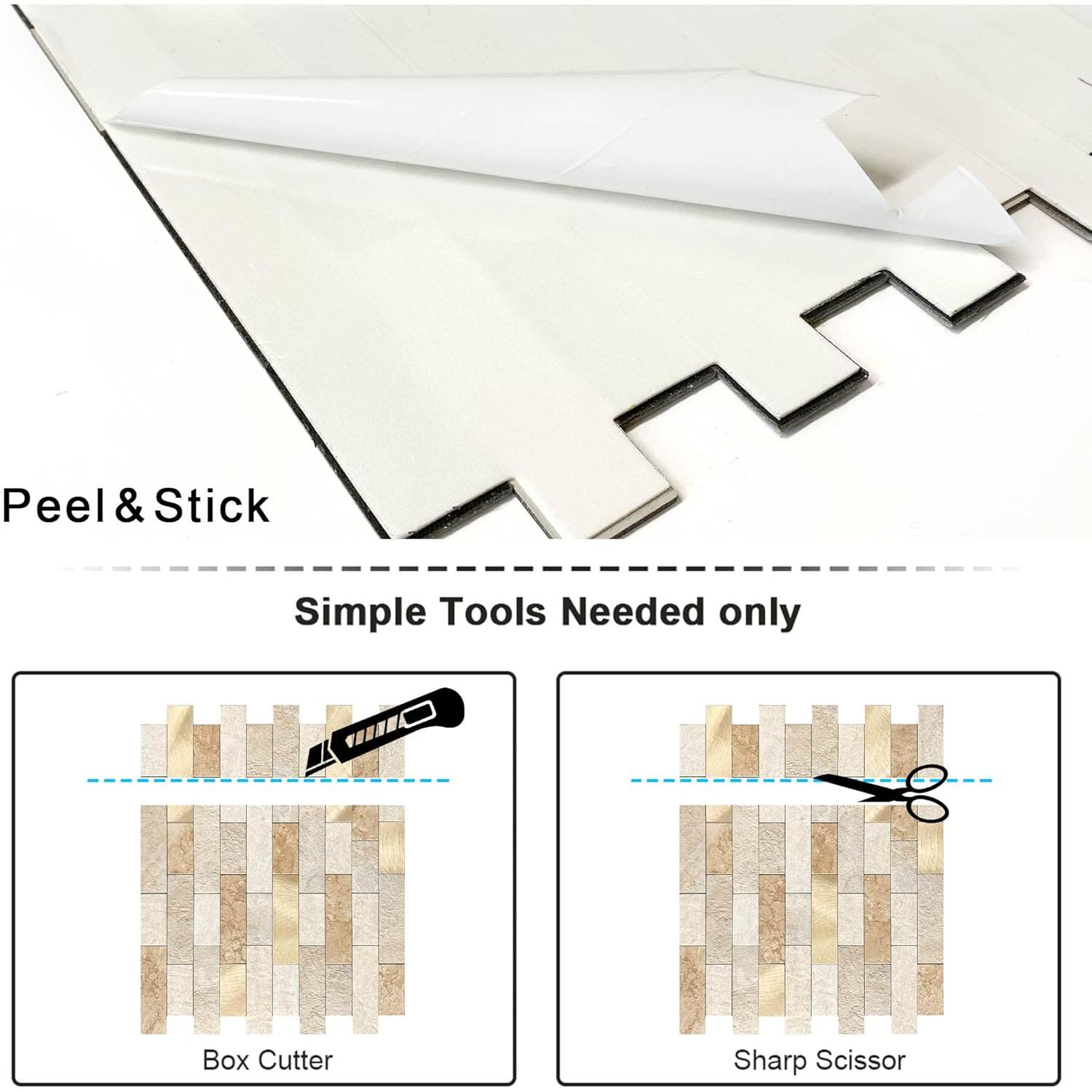 Azulejos Autoadhesivos BeNice 3D Ladrillo Mate 10 Pcs Marrón