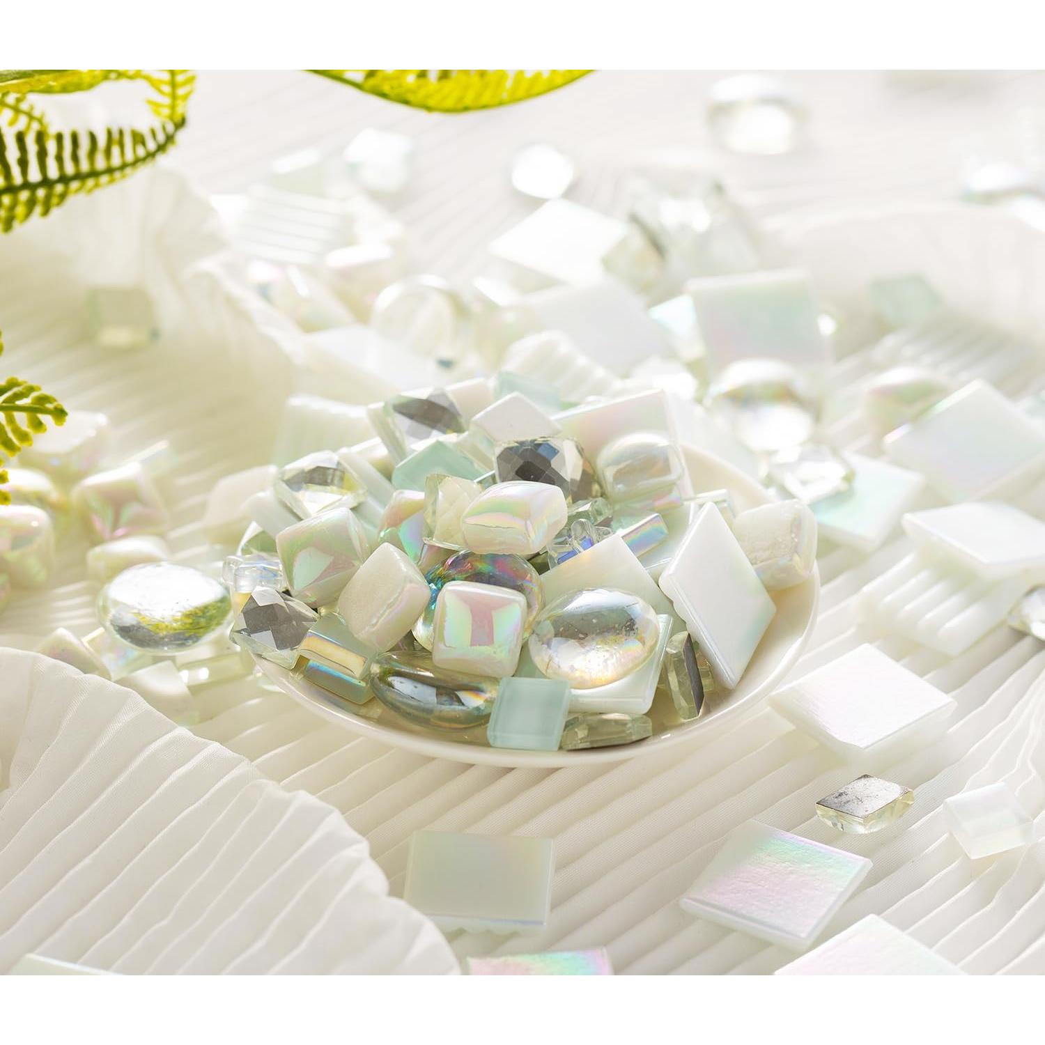 Lanyani 430 Piezas Azulejos de Mosaico de Vidrio Iridiscente