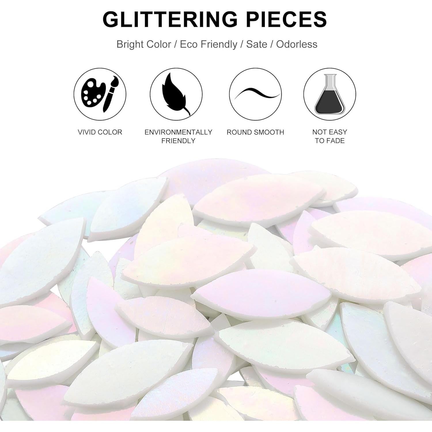 Yoption 100 Piezas Azulejos Mosaico Cristal Iridiscente 35mm