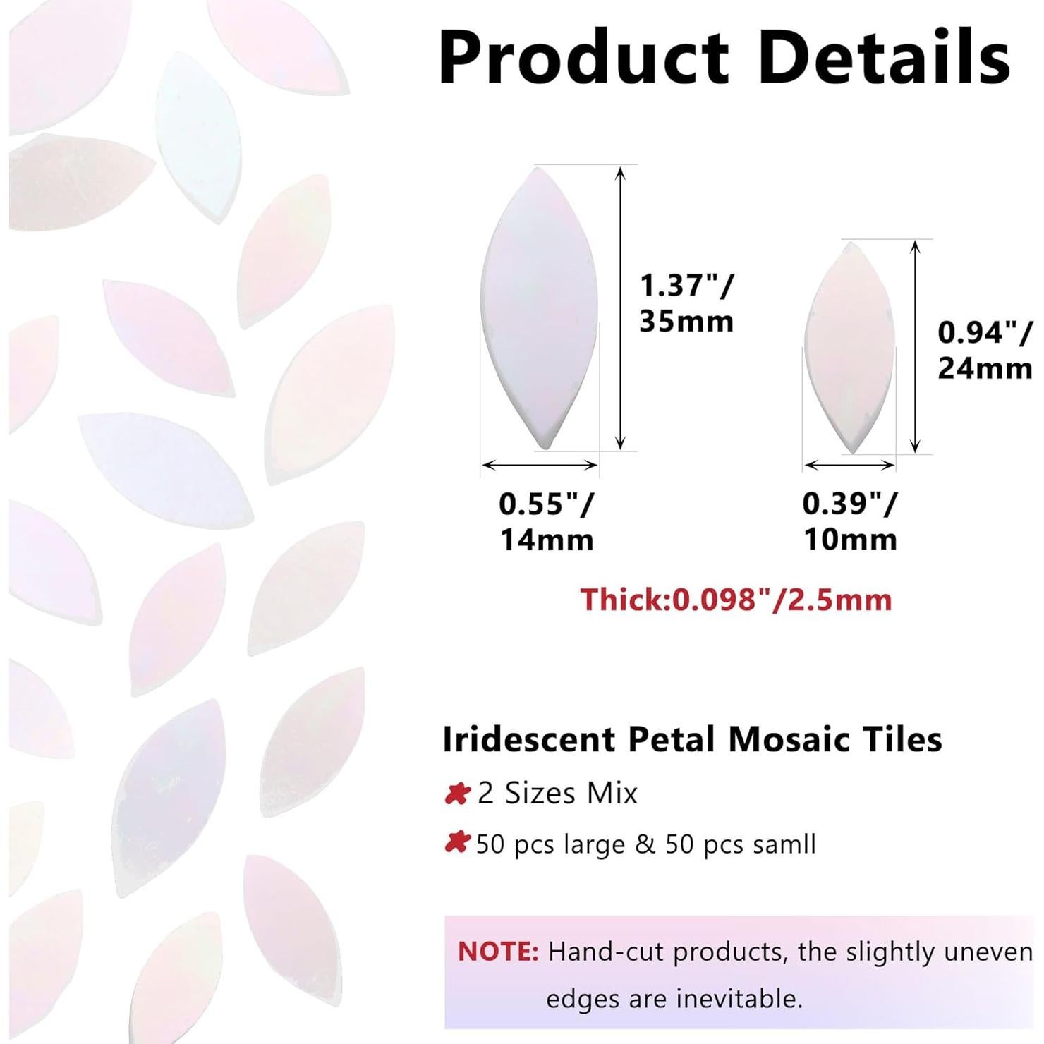 Yoption 100 Piezas Azulejos Mosaico Cristal Iridiscente 35mm