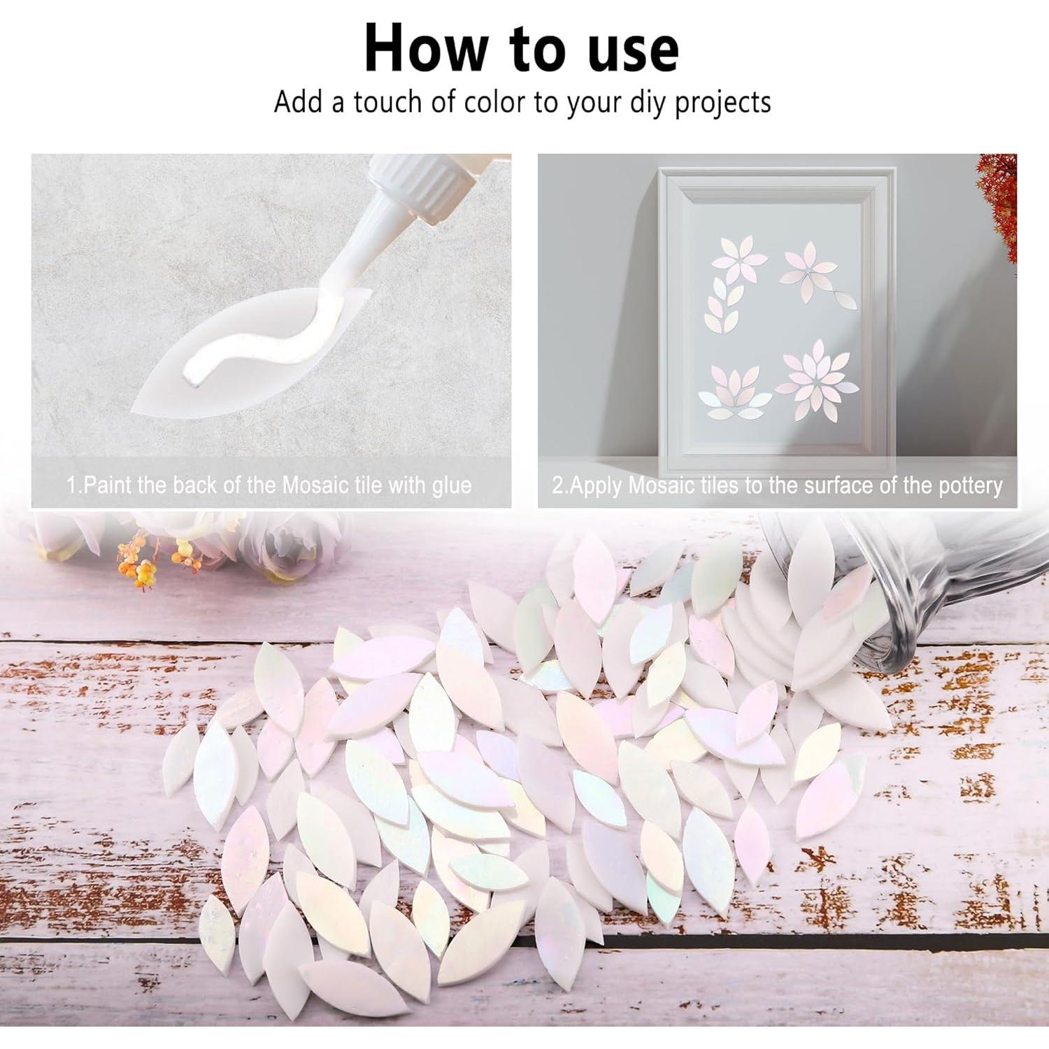 Yoption 100 Piezas Azulejos Mosaico Cristal Iridiscente 35mm