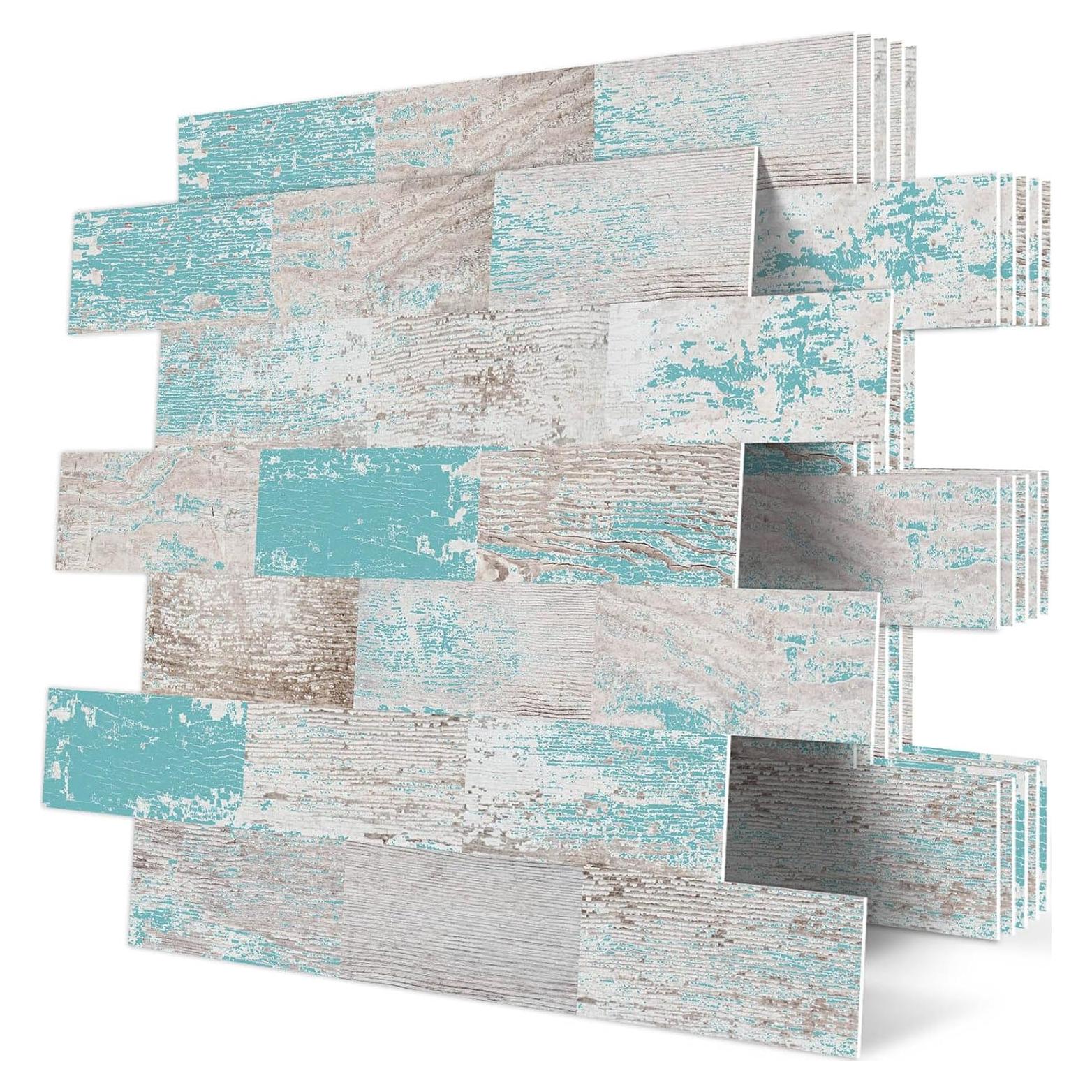 Azulejo Autoadhesivo DEWOO Turquesa 10 Hojas 34.3x29 cm