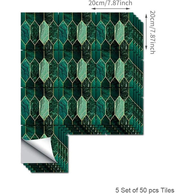 Azulejos Autoadhesivos Funlife 50Pcs Holográfico Esmeralda 20x20cm