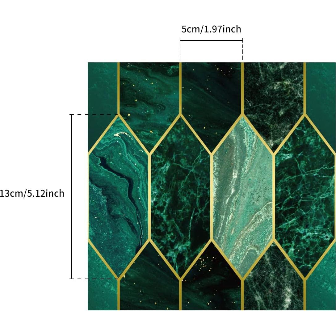 Azulejos Autoadhesivos Funlife 50Pcs Holográfico Esmeralda 20x20cm