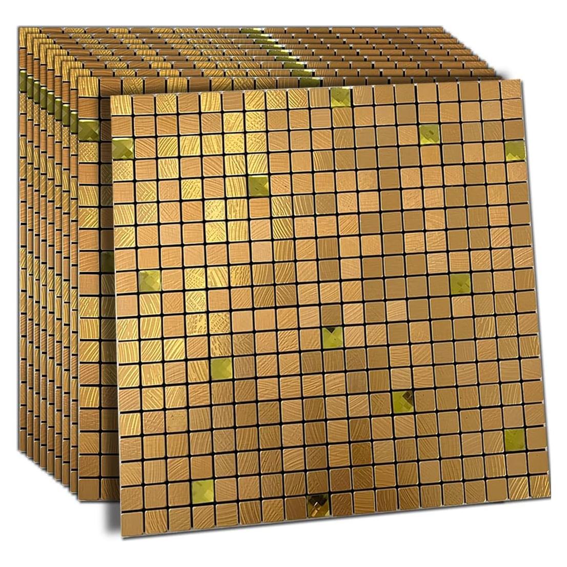 Azulejos Autoadhesivos XUANINY 30.48x30.48cm Diamante Dorado