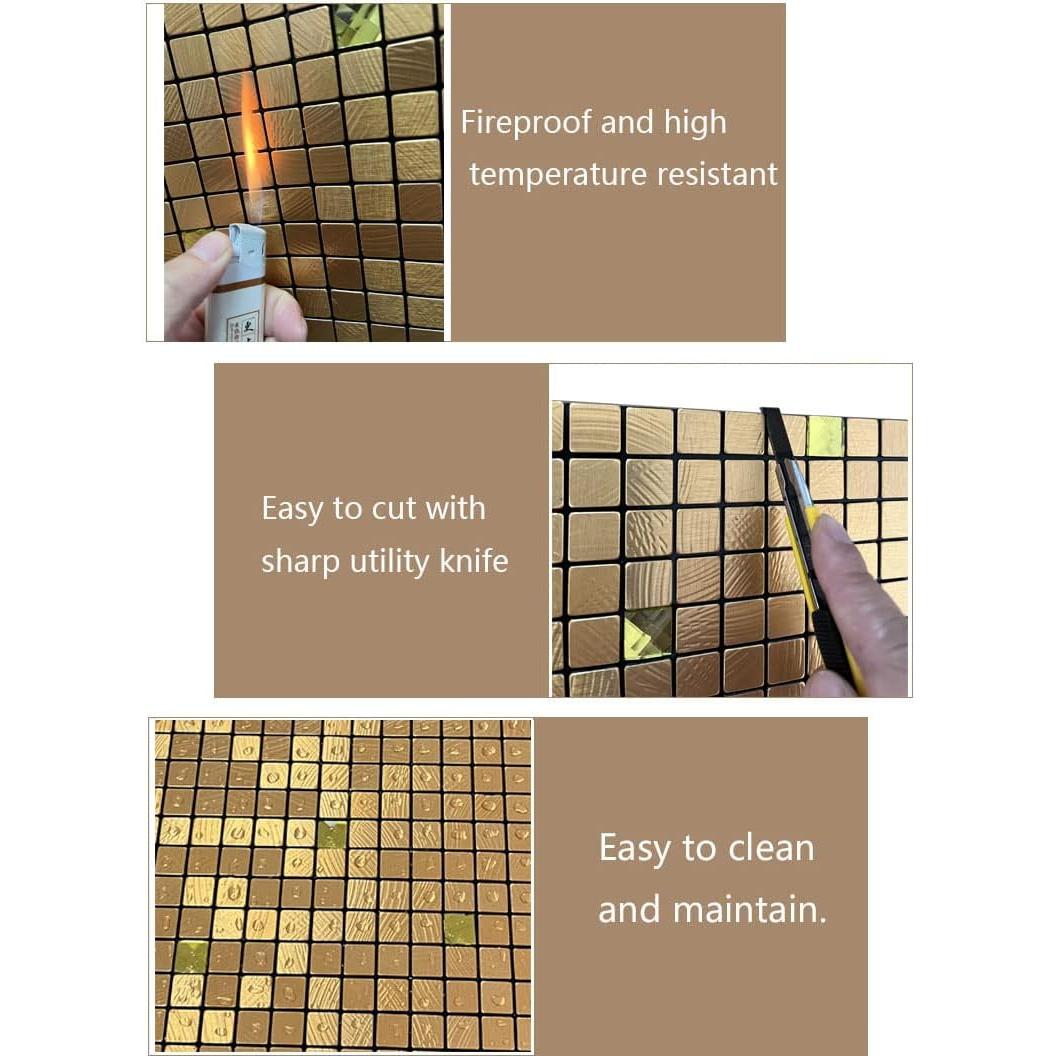 Azulejos Autoadhesivos XUANINY 30.48x30.48cm Diamante Dorado