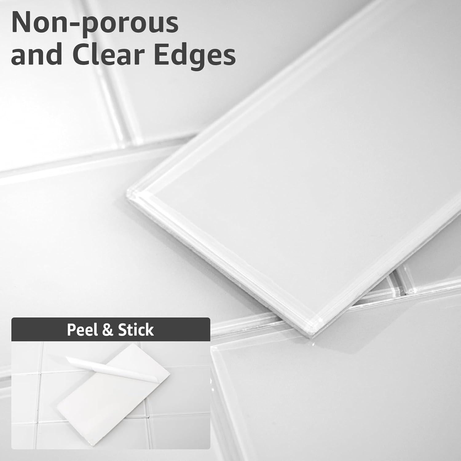 Azulejos de vidrio autoadhesivos Art3d 32 piezas 4 m² blanco