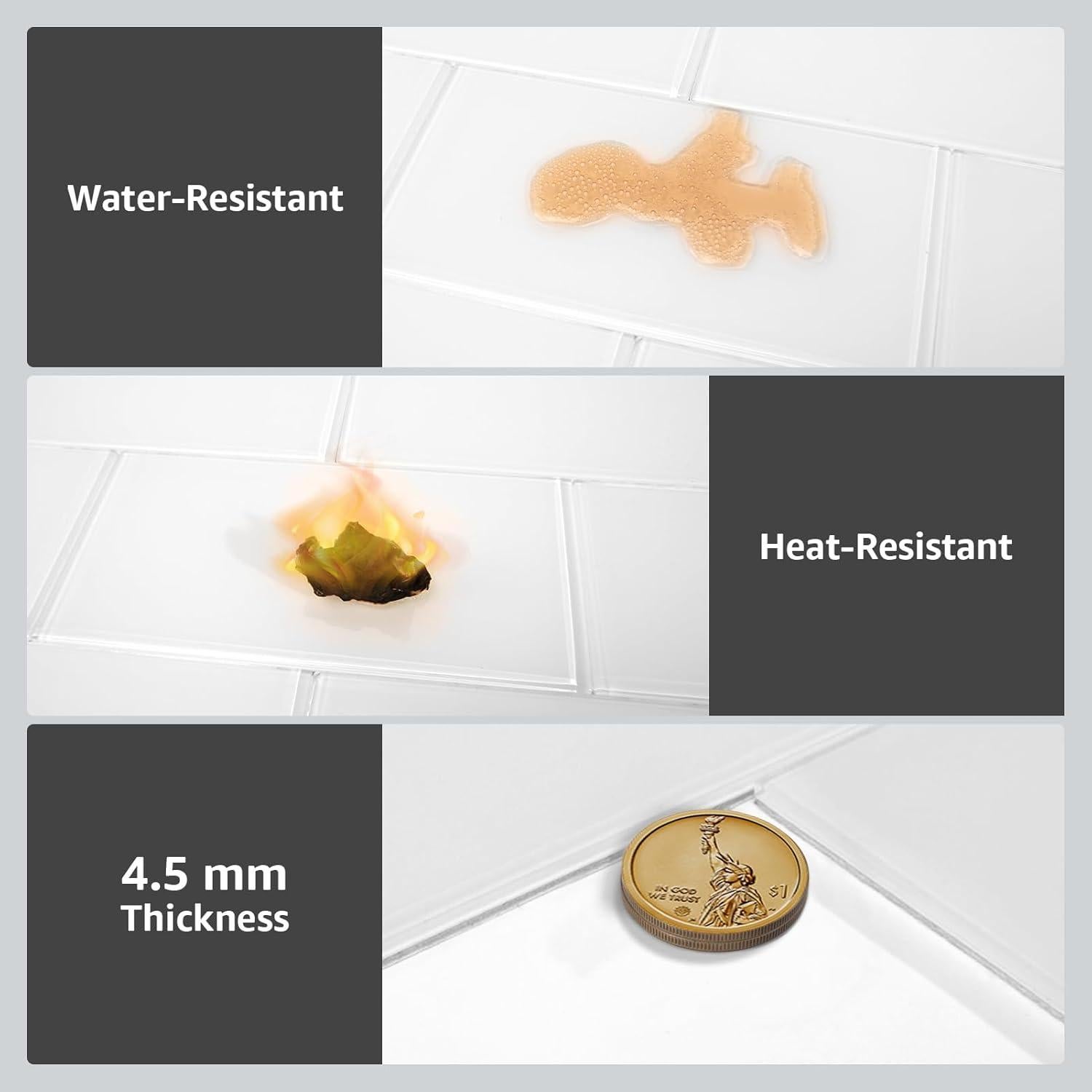 Azulejos de vidrio autoadhesivos Art3d 32 piezas 4 m² blanco