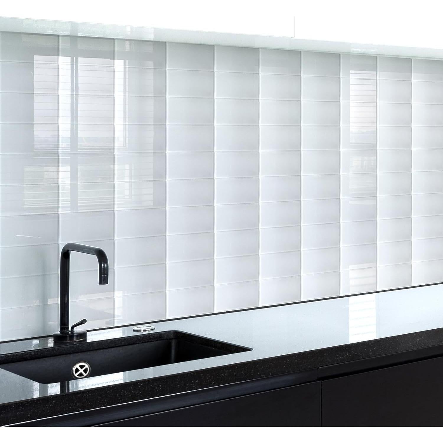 Azulejos de vidrio autoadhesivos Art3d 32 piezas 4 m² blanco