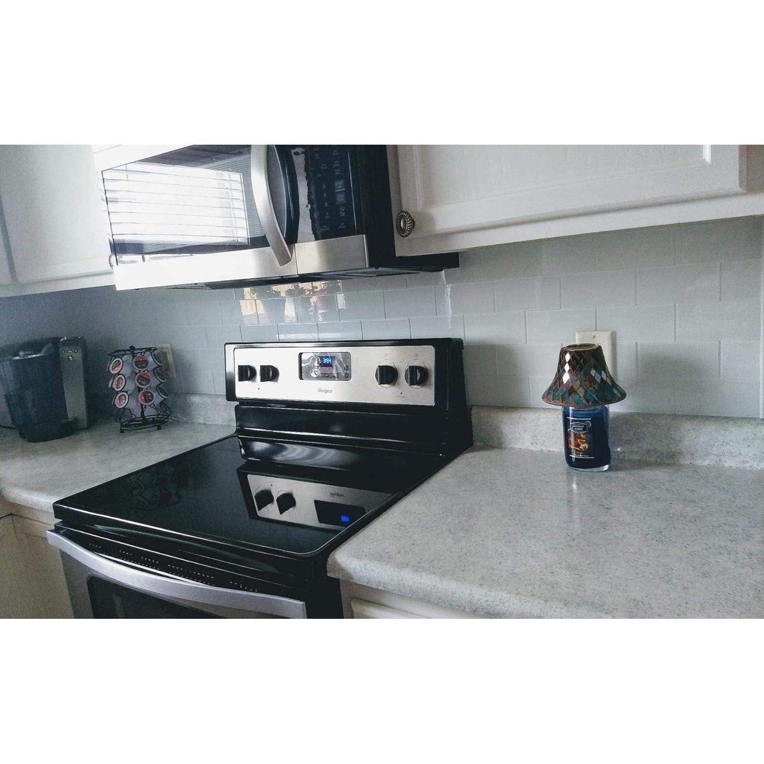 Azulejos de vidrio autoadhesivos Art3d 32 piezas 4 m² blanco