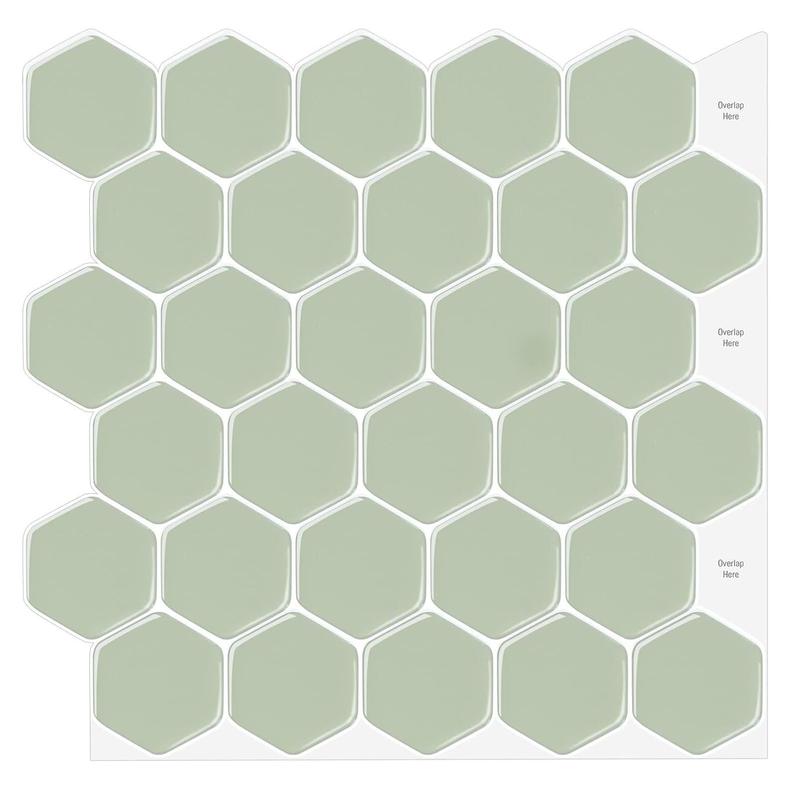 Azulejo Hexagonal Autoadhesivo WalDecoo Verde 30.48x30.48cm