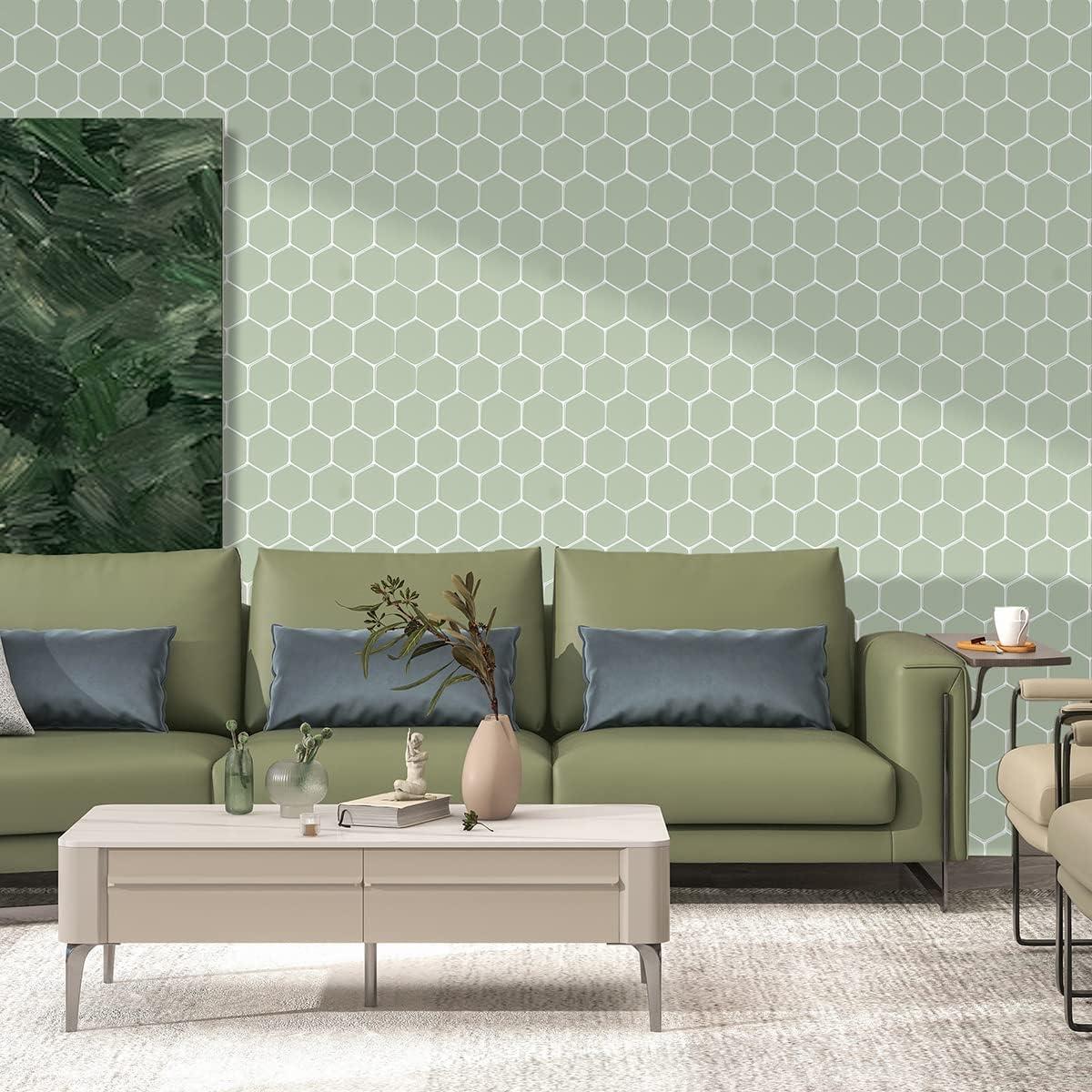 Azulejo Hexagonal Autoadhesivo WalDecoo Verde 30.48x30.48cm