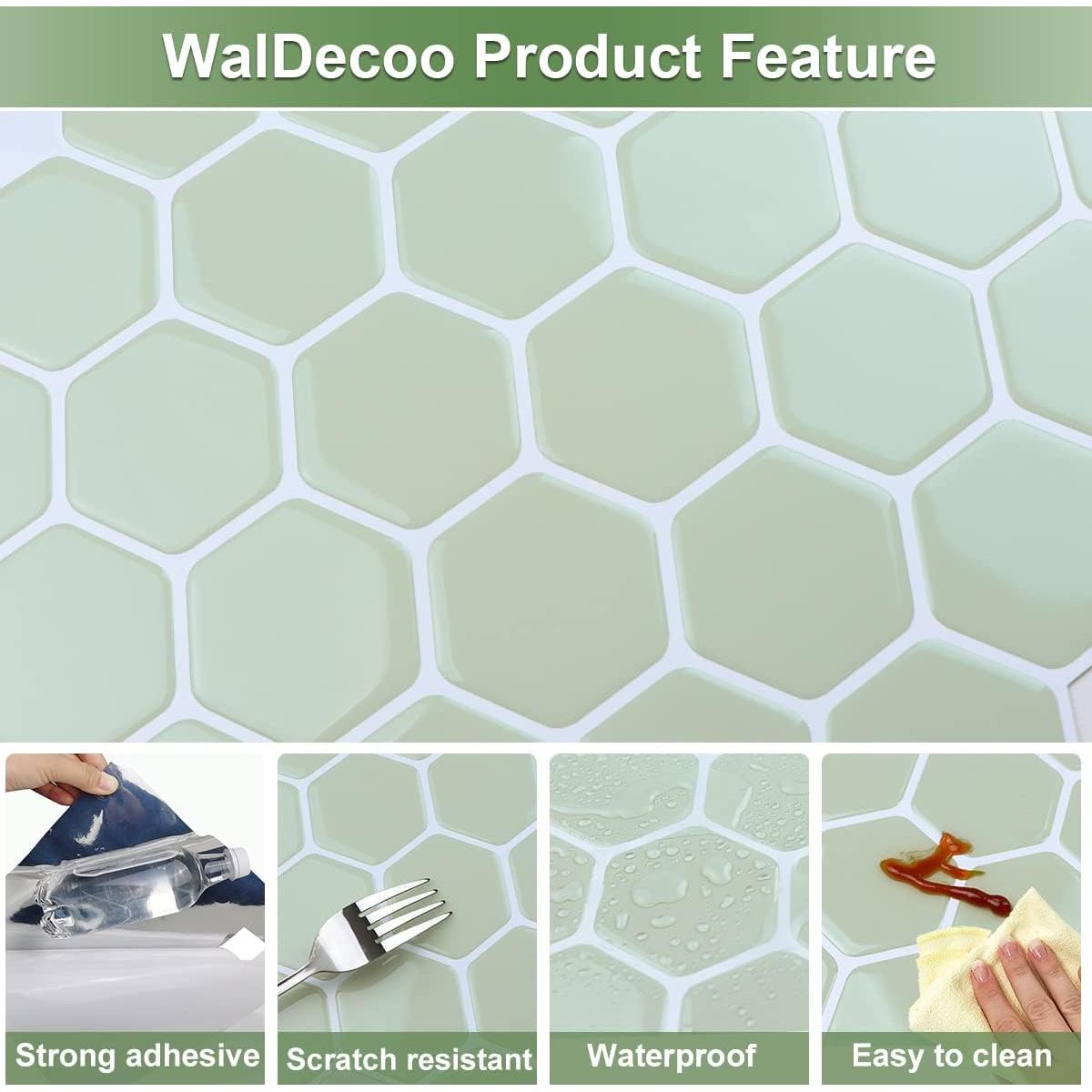 Azulejo Hexagonal Autoadhesivo WalDecoo Verde 30.48x30.48cm