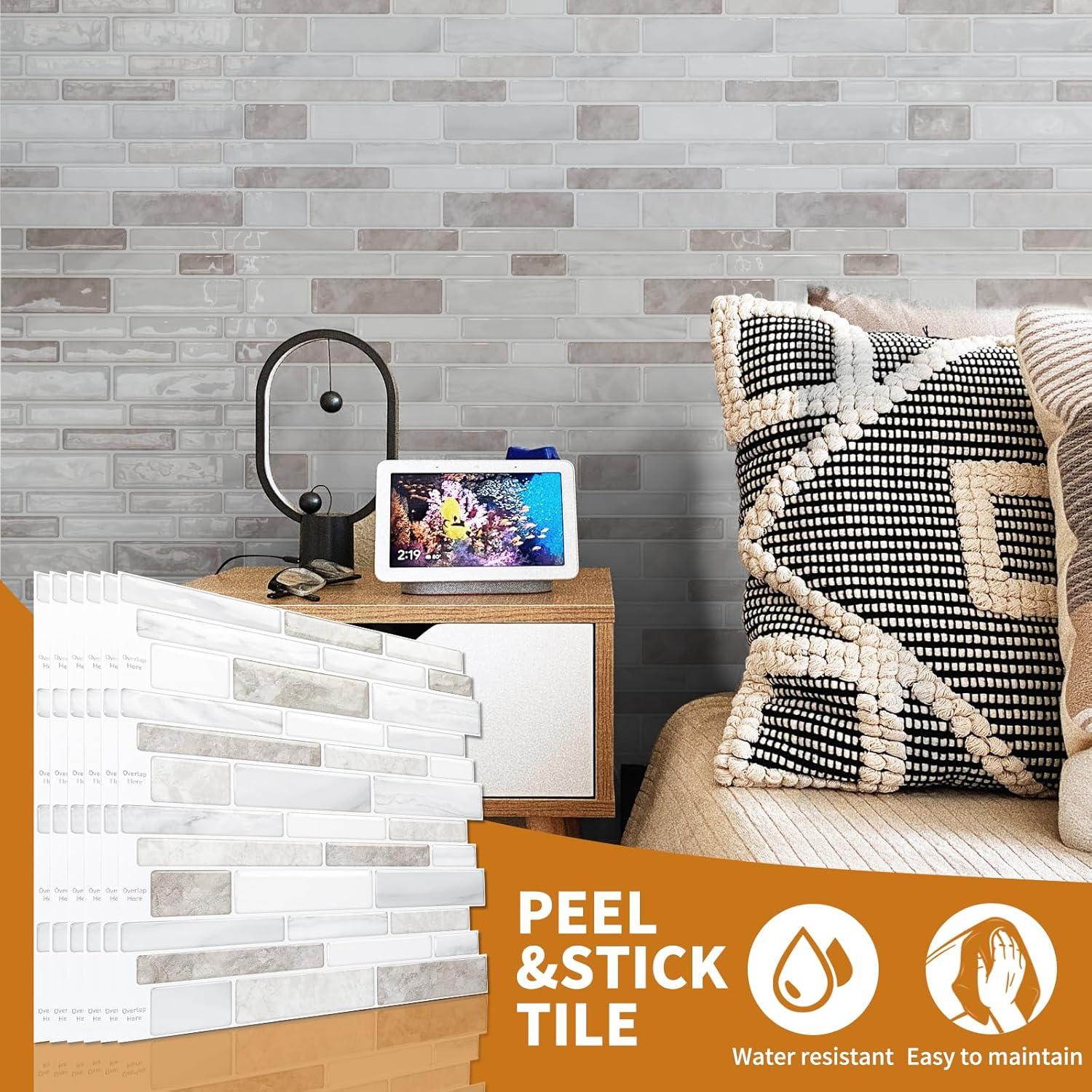 Azulejos Autoadhesivos de Mármol WOWSTAR 30.48x30.48 cm Beige