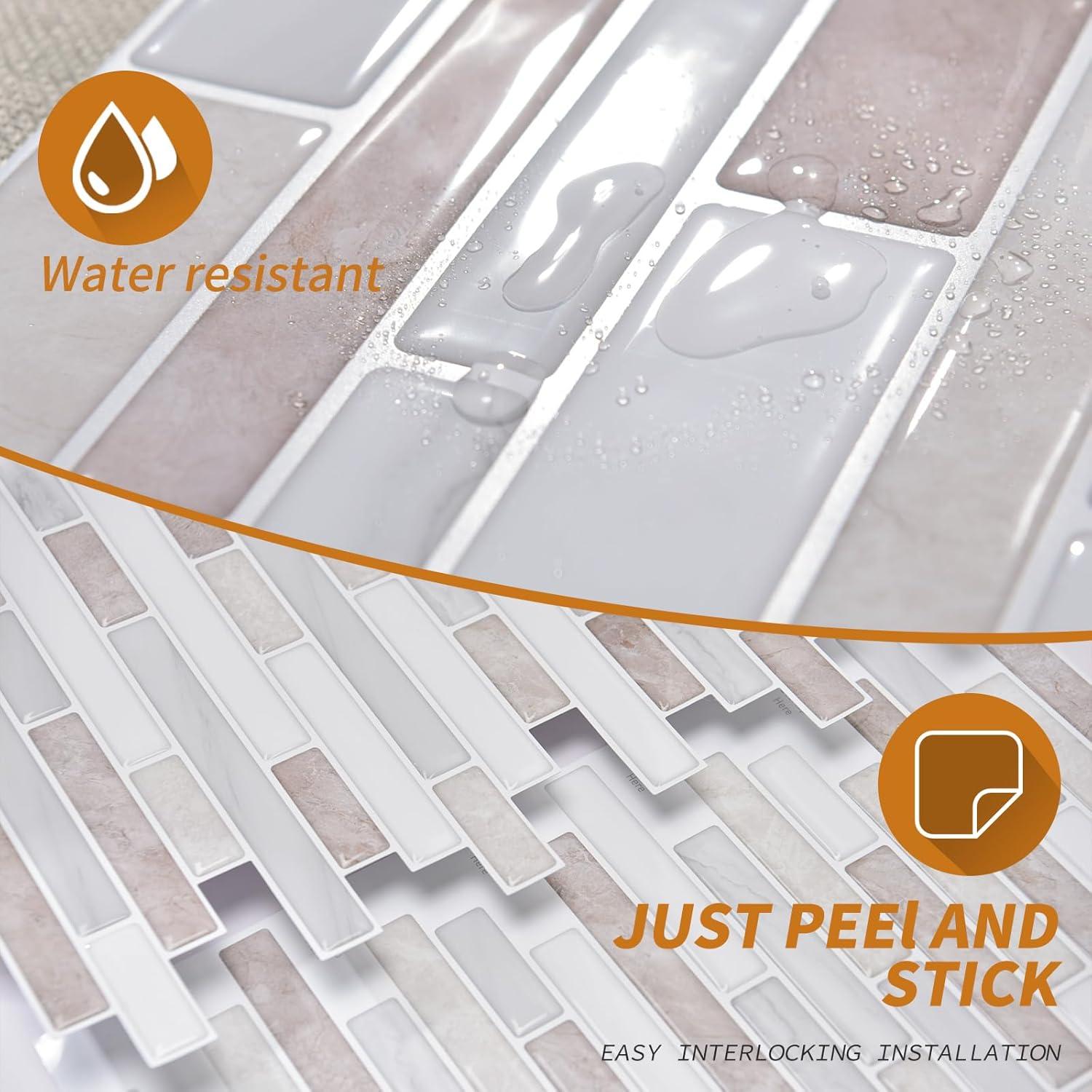 Azulejos Autoadhesivos de Mármol WOWSTAR 30.48x30.48 cm Beige