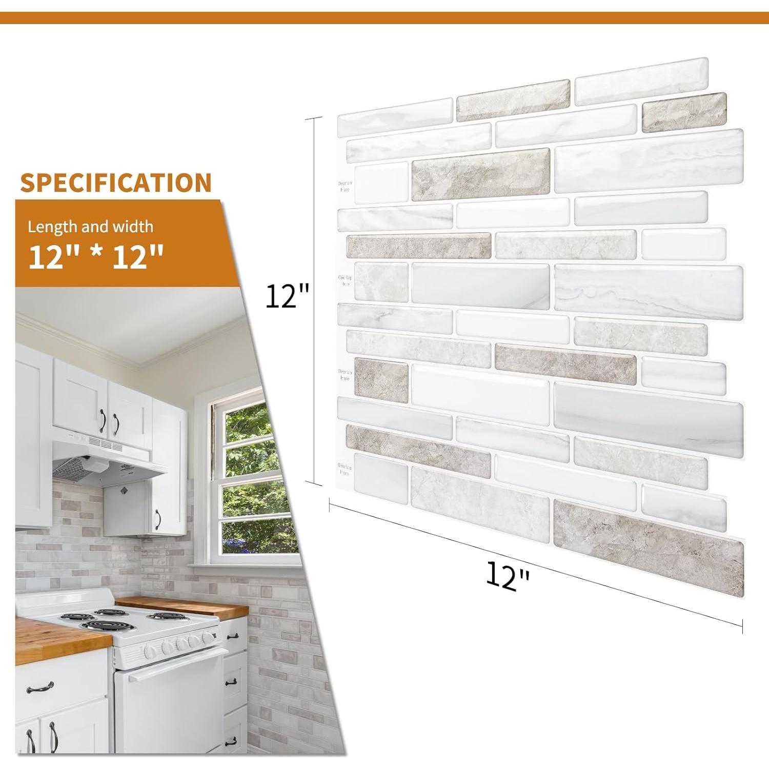 Azulejos Autoadhesivos de Mármol WOWSTAR 30.48x30.48 cm Beige