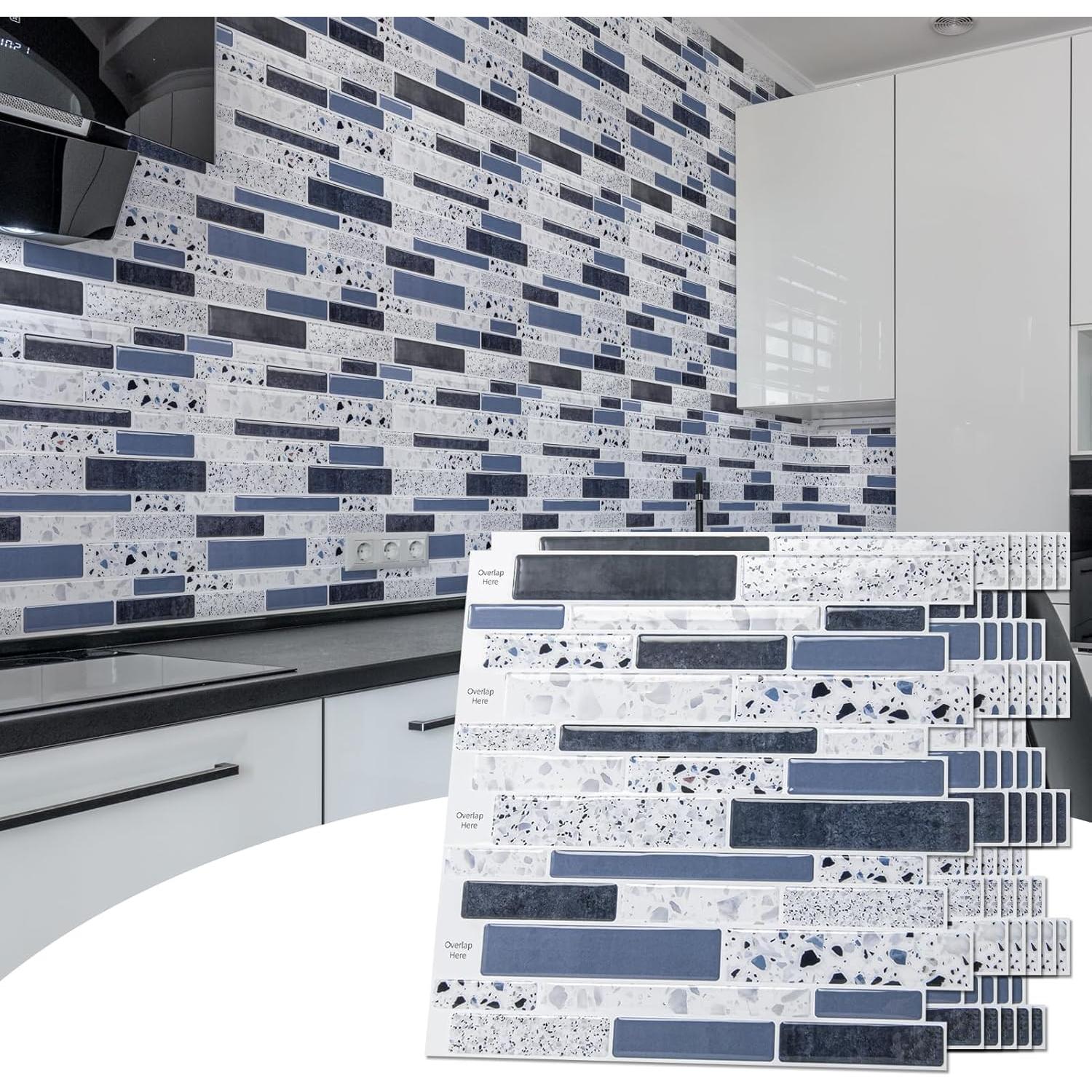 Azulejos Adhesivos 3D Art3dwallpanels 10 Hojas 30.48cm Azul