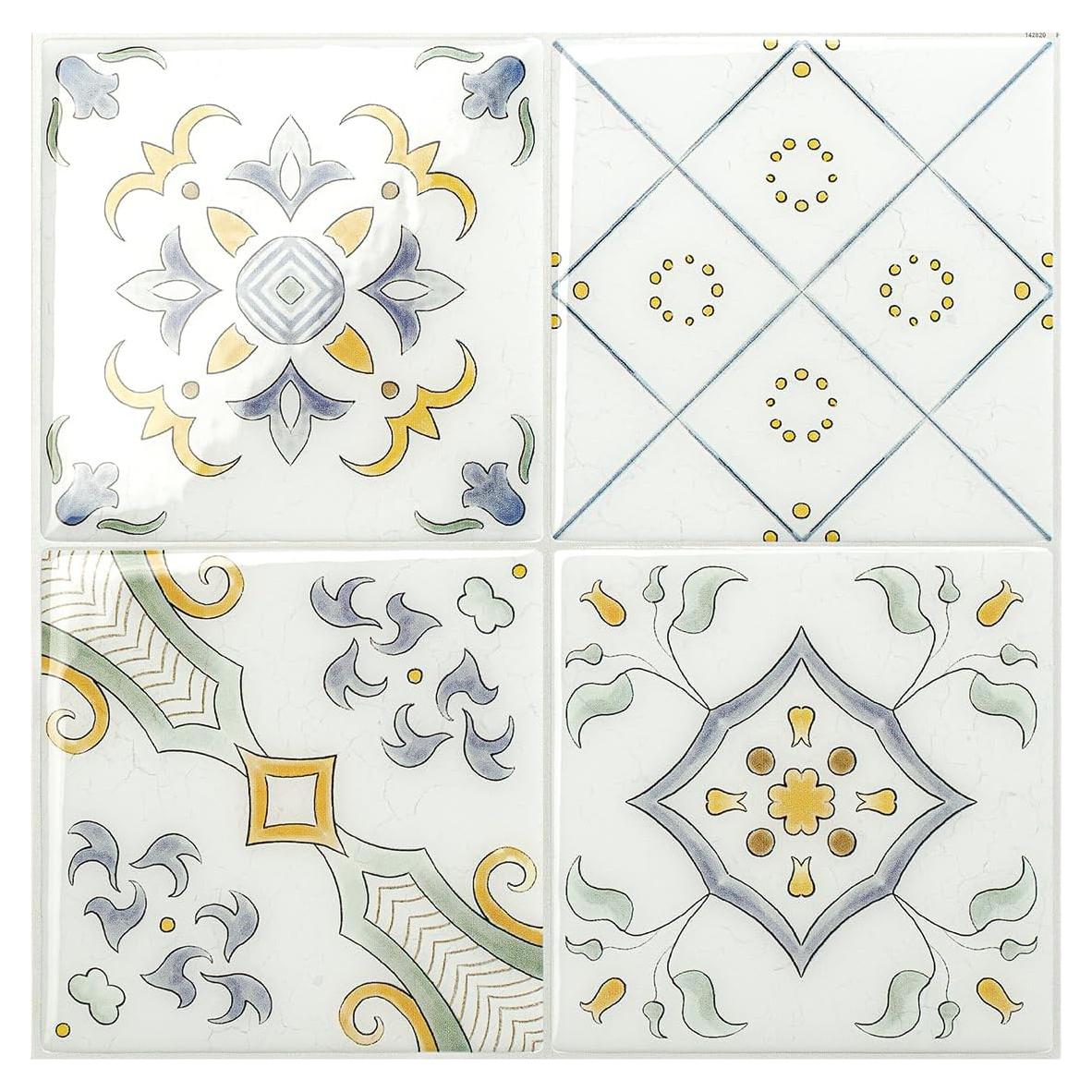 Smart Tiles Azulejos Adhesivos 3D - 5 Hojas 22.86 cm - Amarillo Velletri