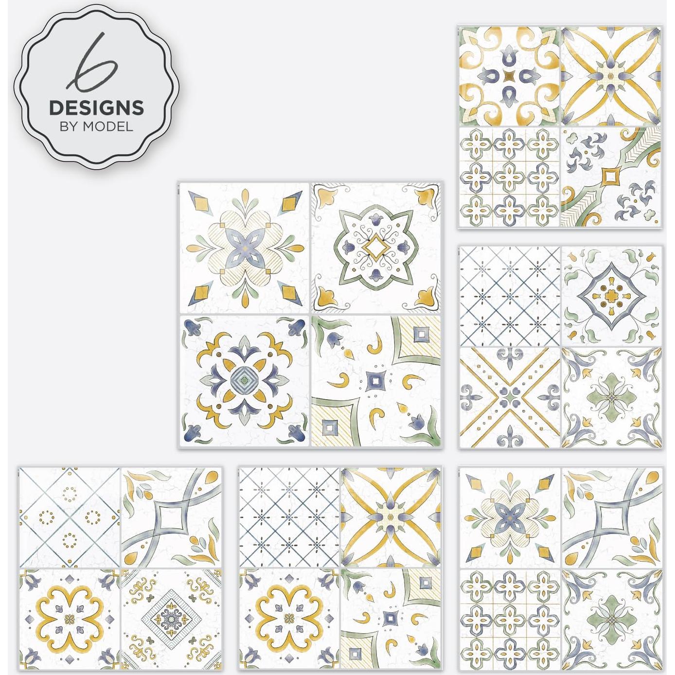Smart Tiles Azulejos Adhesivos 3D - 5 Hojas 22.86 cm - Amarillo Velletri