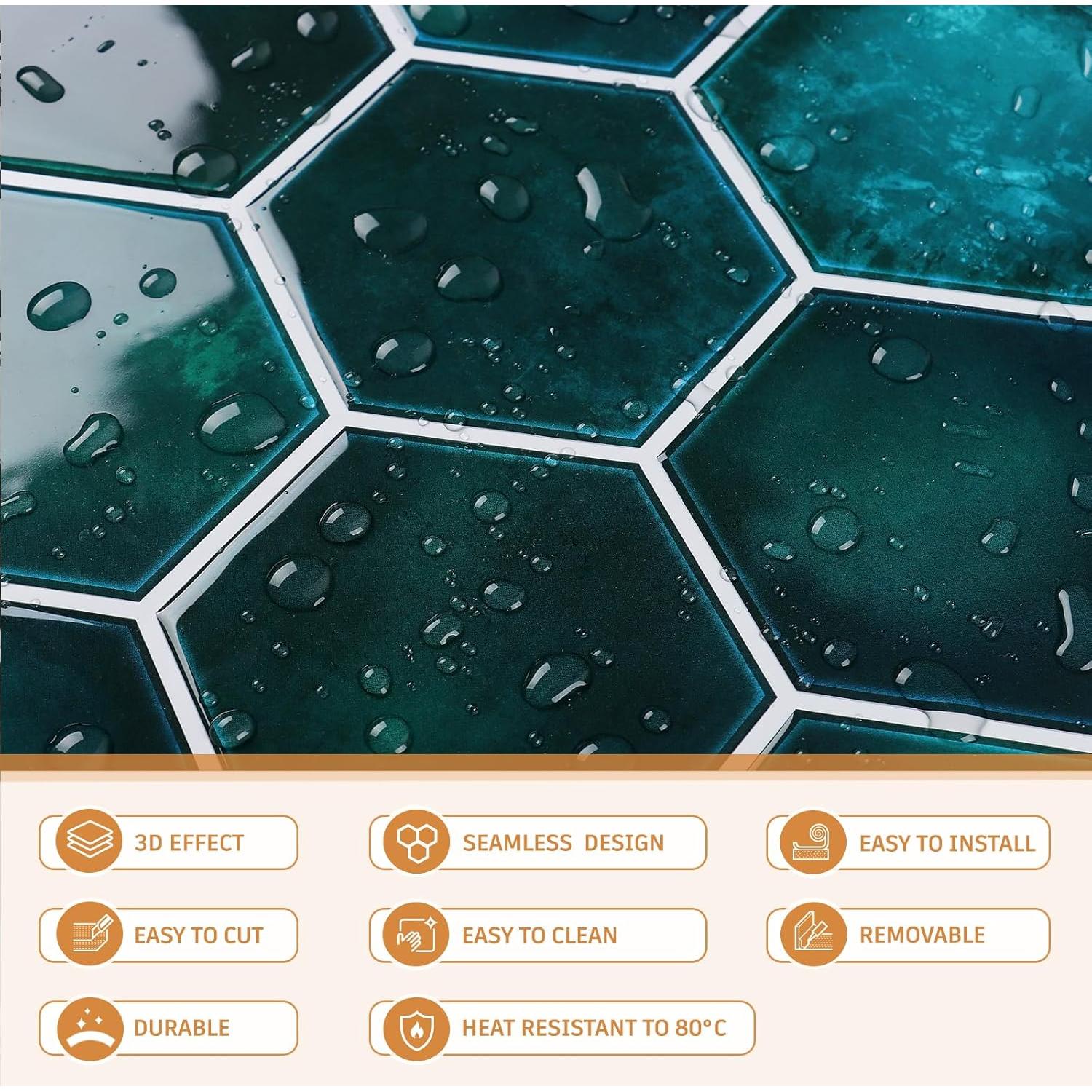 Azulejos Autoadhesivos CRE8TIVE 4 Hojas 30.48x30.48cm Verde Esmeralda