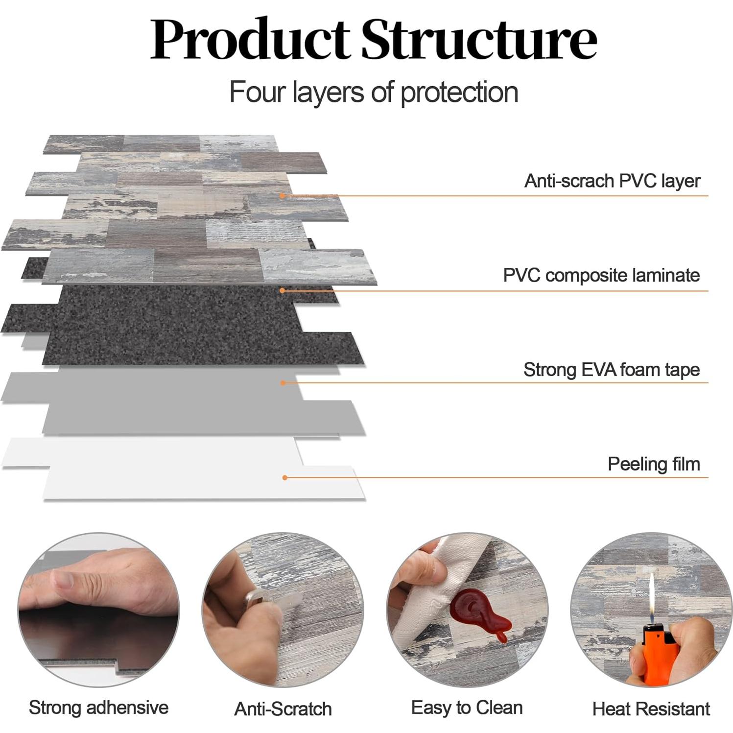 Paquete de 10 Azulejos Autoadhesivos Reovatile 28.7x29.2cm PVC