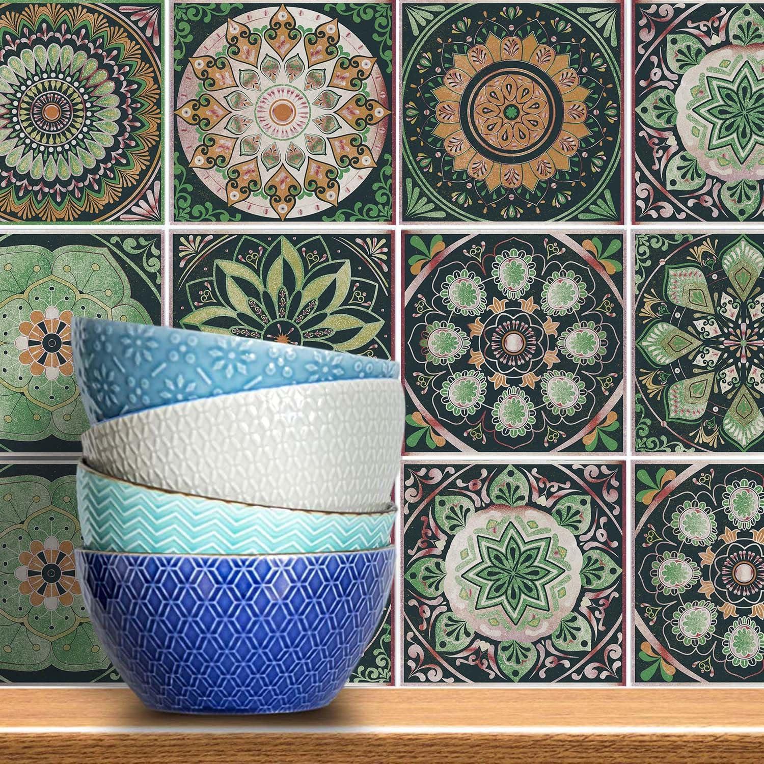 Pegatinas de Azulejos Autoadhesivas Merouk 12 Pcs 15x15 cm