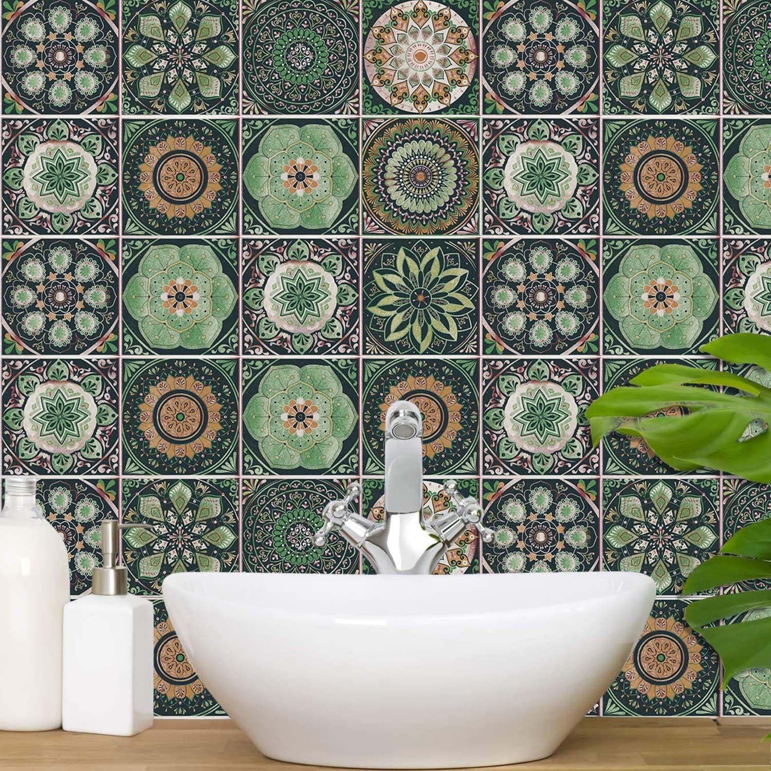 Pegatinas de Azulejos Autoadhesivas Merouk 12 Pcs 15x15 cm