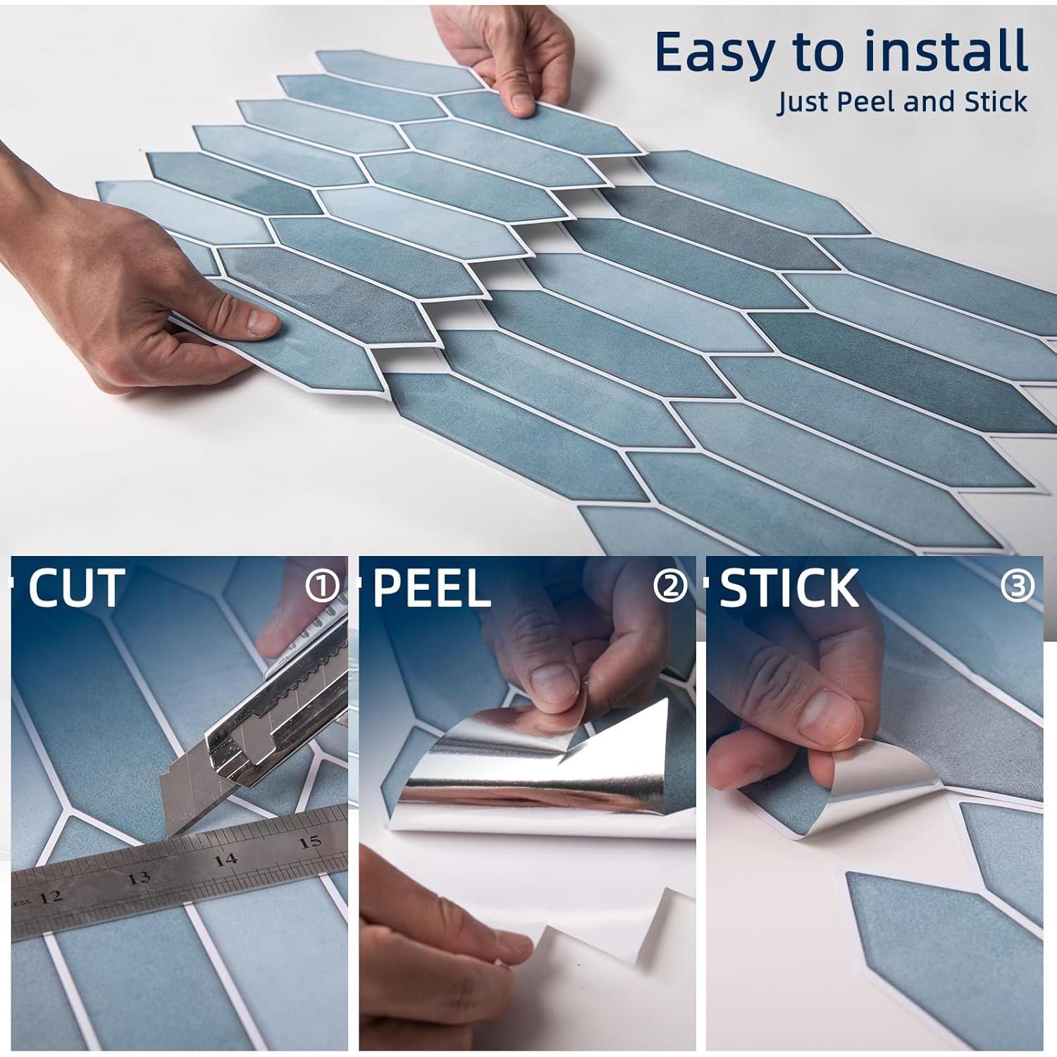 Paneles de Pared Autoadhesivos Art3dwallpanels 10 Hojas 30x30 cm Azul