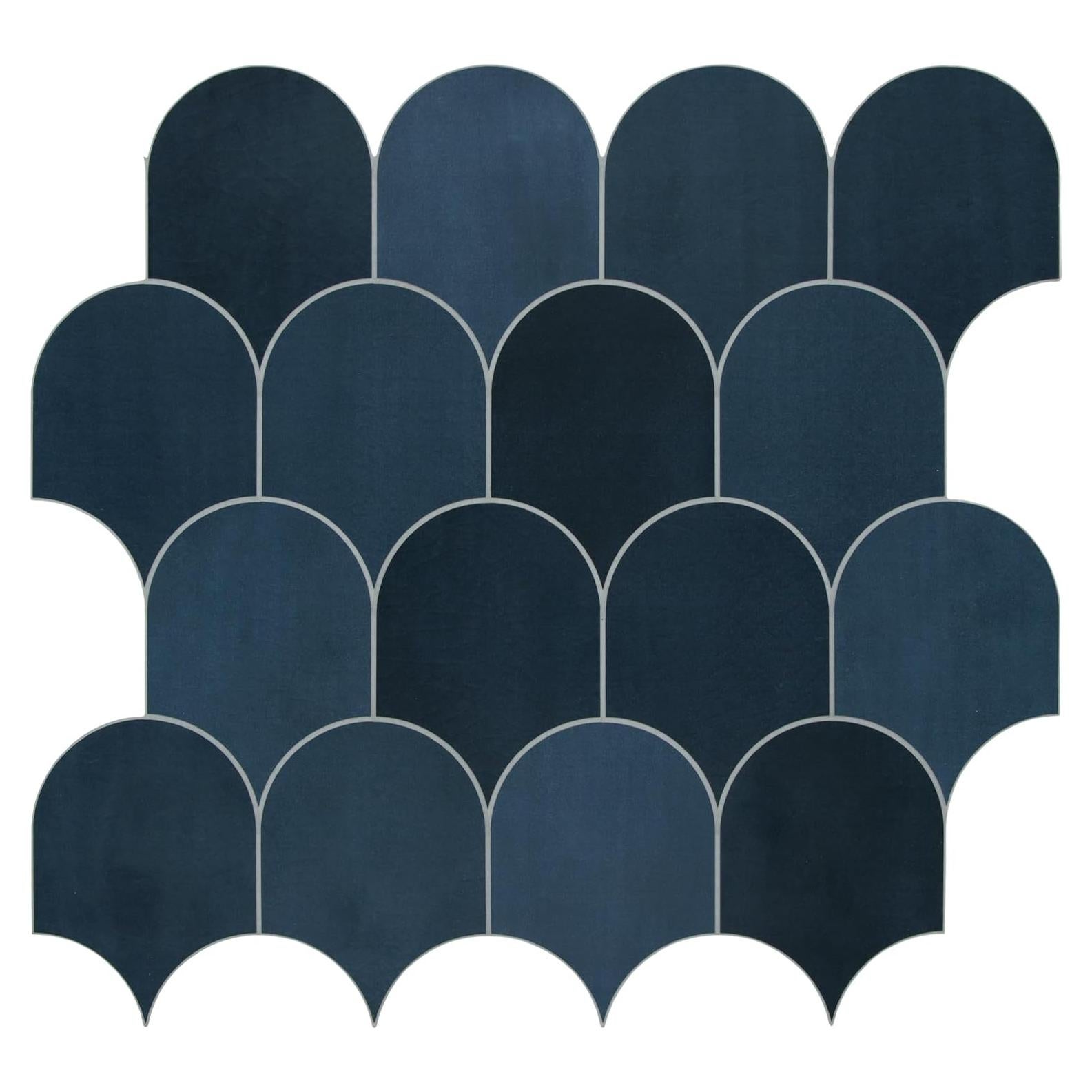 Azulejo Autoadhesivo 3D SUNWINGS Escamas de Pescado Azul 10 Hojas