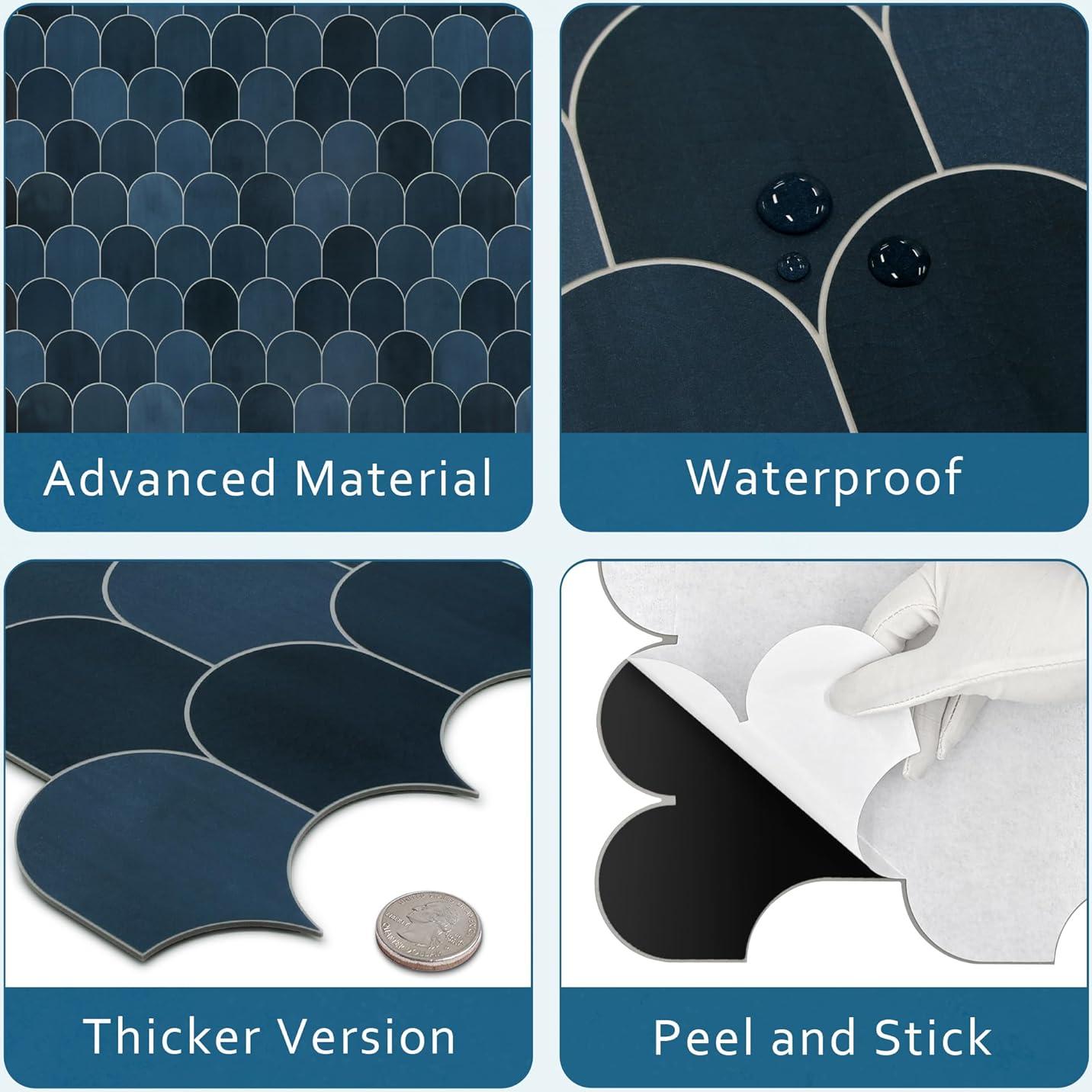Azulejo Autoadhesivo 3D SUNWINGS Escamas de Pescado Azul 10 Hojas