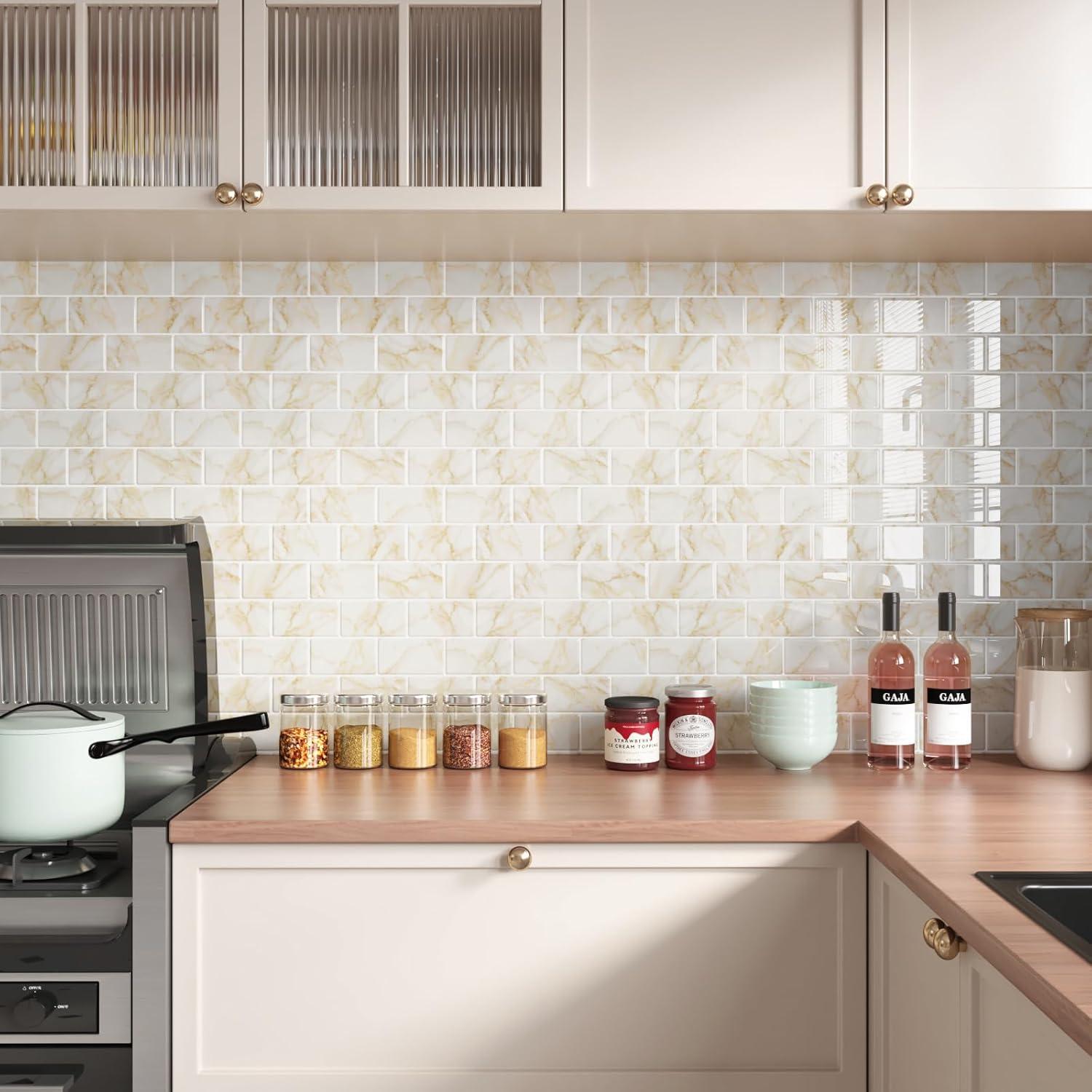 Azulejos Autoadhesivos CRE8TIVE Mármol Amarillo 30.48x30.48cm