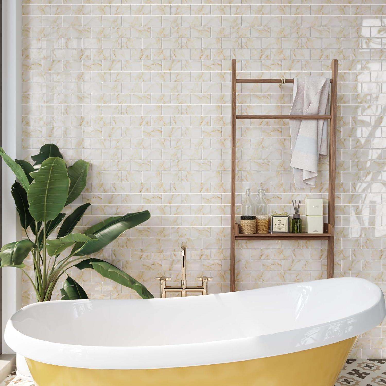 Azulejos Autoadhesivos CRE8TIVE Mármol Amarillo 30.48x30.48cm