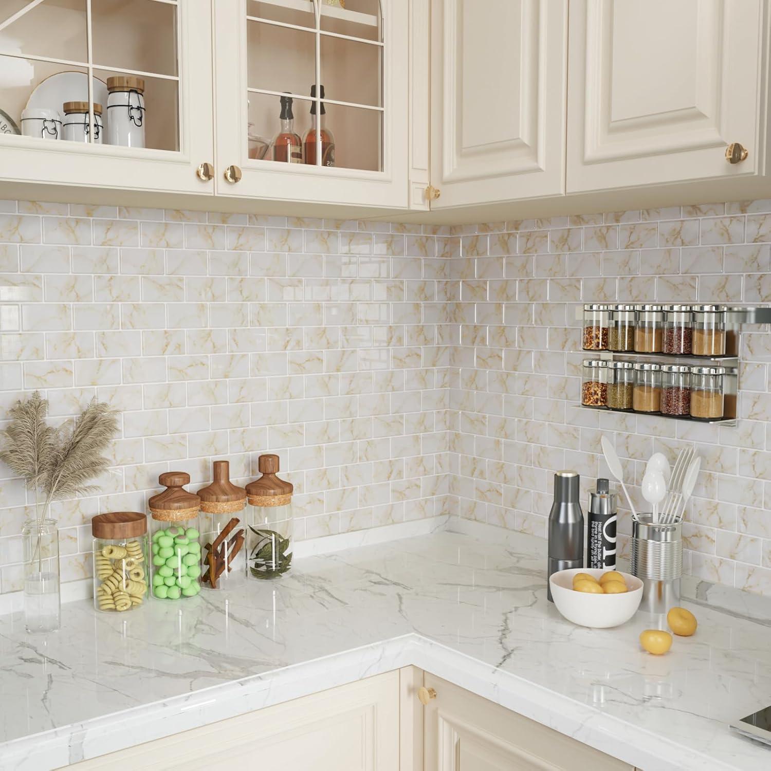 Azulejos Autoadhesivos CRE8TIVE Mármol Amarillo 30.48x30.48cm