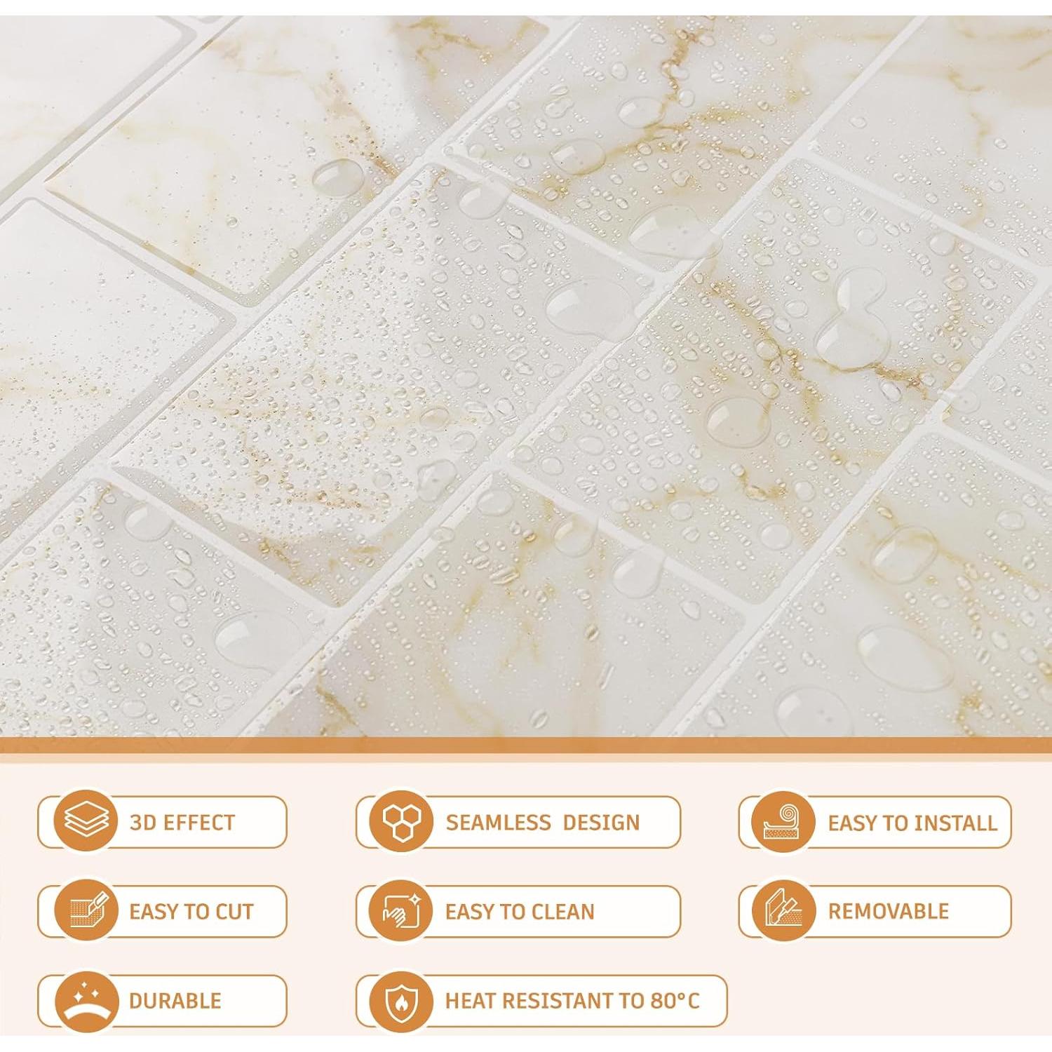 Azulejos Autoadhesivos CRE8TIVE Mármol Amarillo 30.48x30.48cm