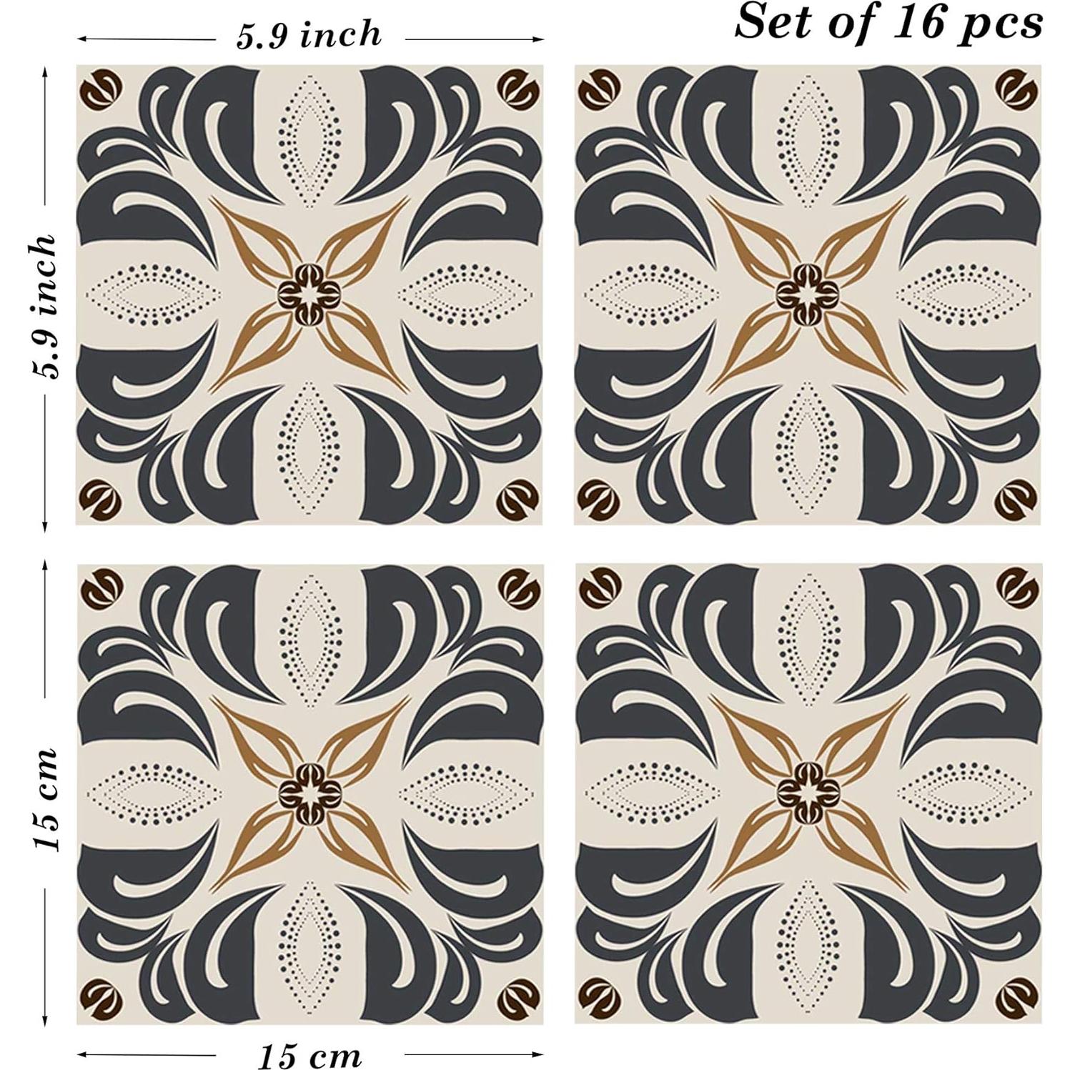 Azulejo Autoadhesivo Tradicional Poromoro 15x15cm Juego de 16