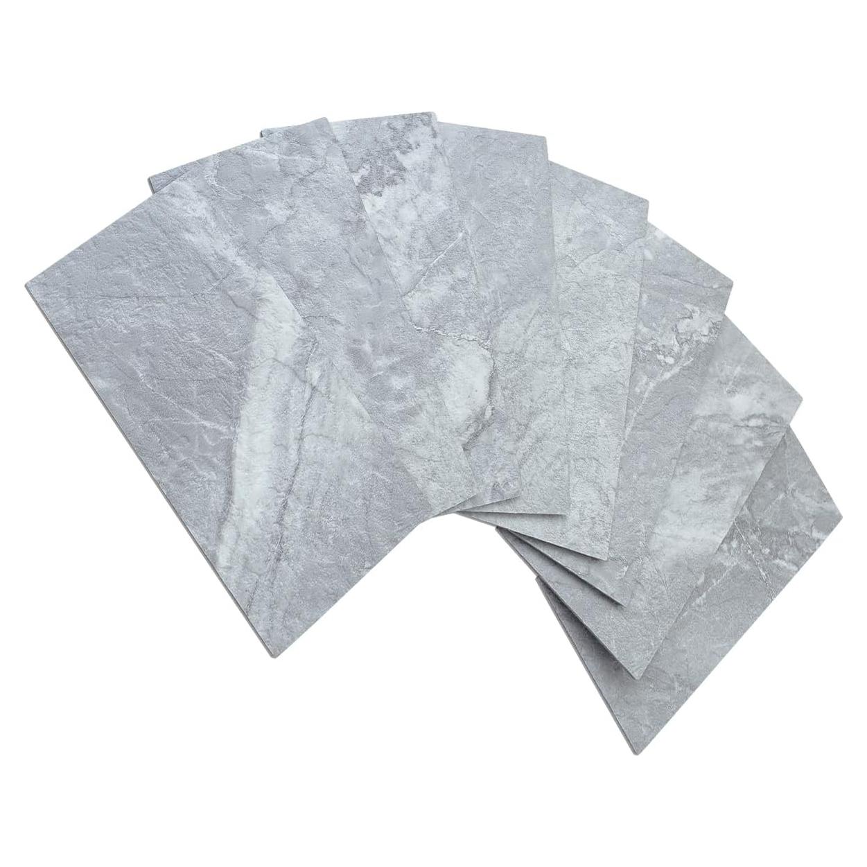 Azulejos Autoadhesivos AULIGET 100 Piezas PVC Mármol Gris 7.49x14.99 cm