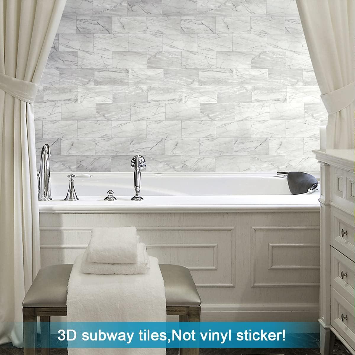 BeNice Azulejos Autoadhesivos de Metro 23 Piezas Gris Blanco