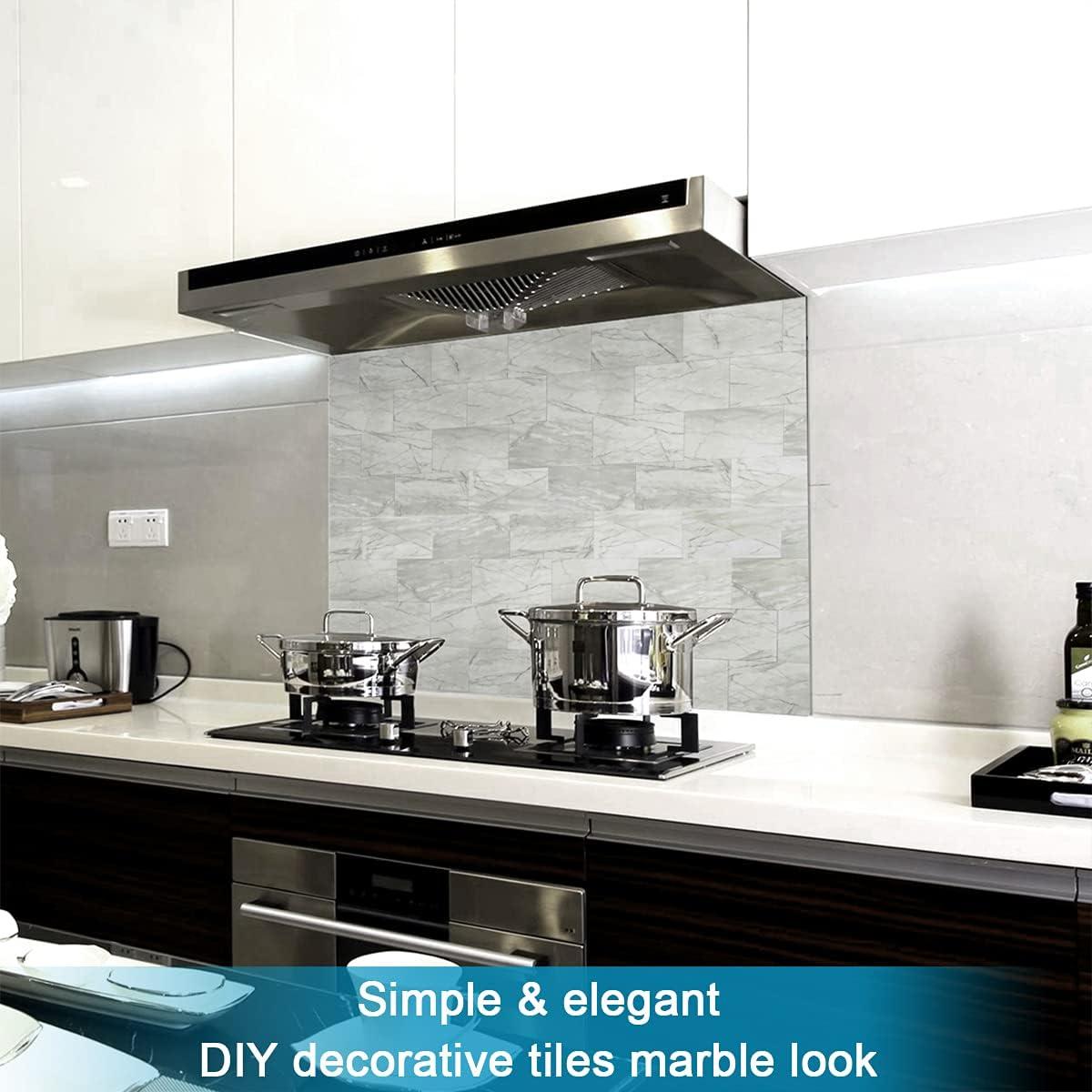 BeNice Azulejos Autoadhesivos de Metro 23 Piezas Gris Blanco