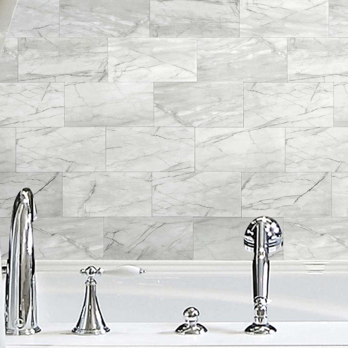 BeNice Azulejos Autoadhesivos de Metro 23 Piezas Gris Blanco