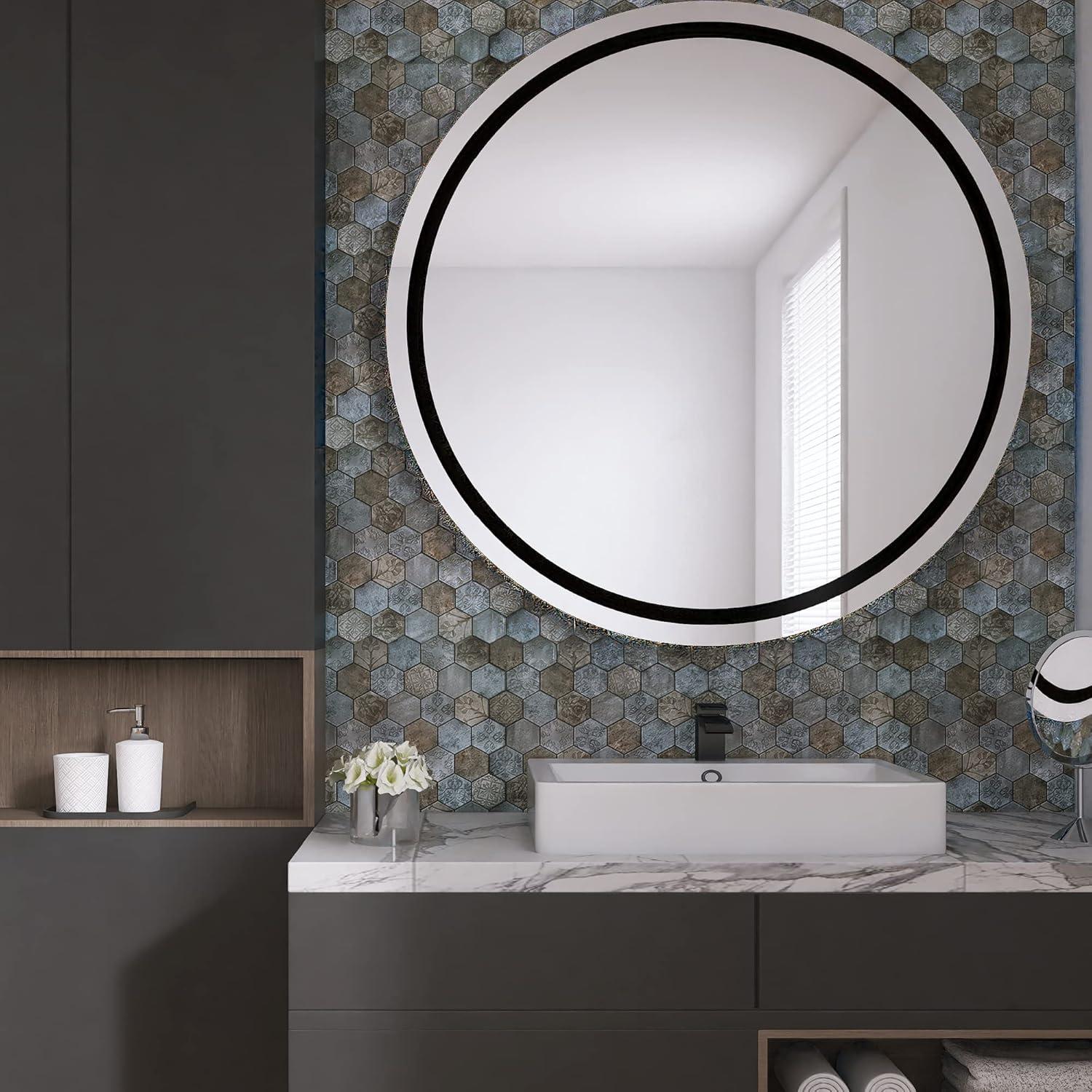 Azulejos Autoadhesivos Kieacia 10 Hojas PVC 1m² Hexagonal Curry Gris