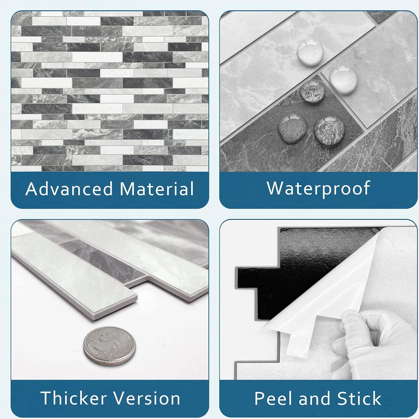 Azulejos Autoadhesivos SUNWINGS 10 Hojas 28x29 cm Gris Rayado