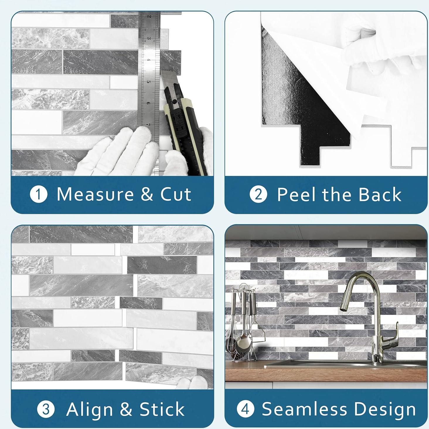 Azulejos Autoadhesivos SUNWINGS 10 Hojas 28x29 cm Gris Rayado