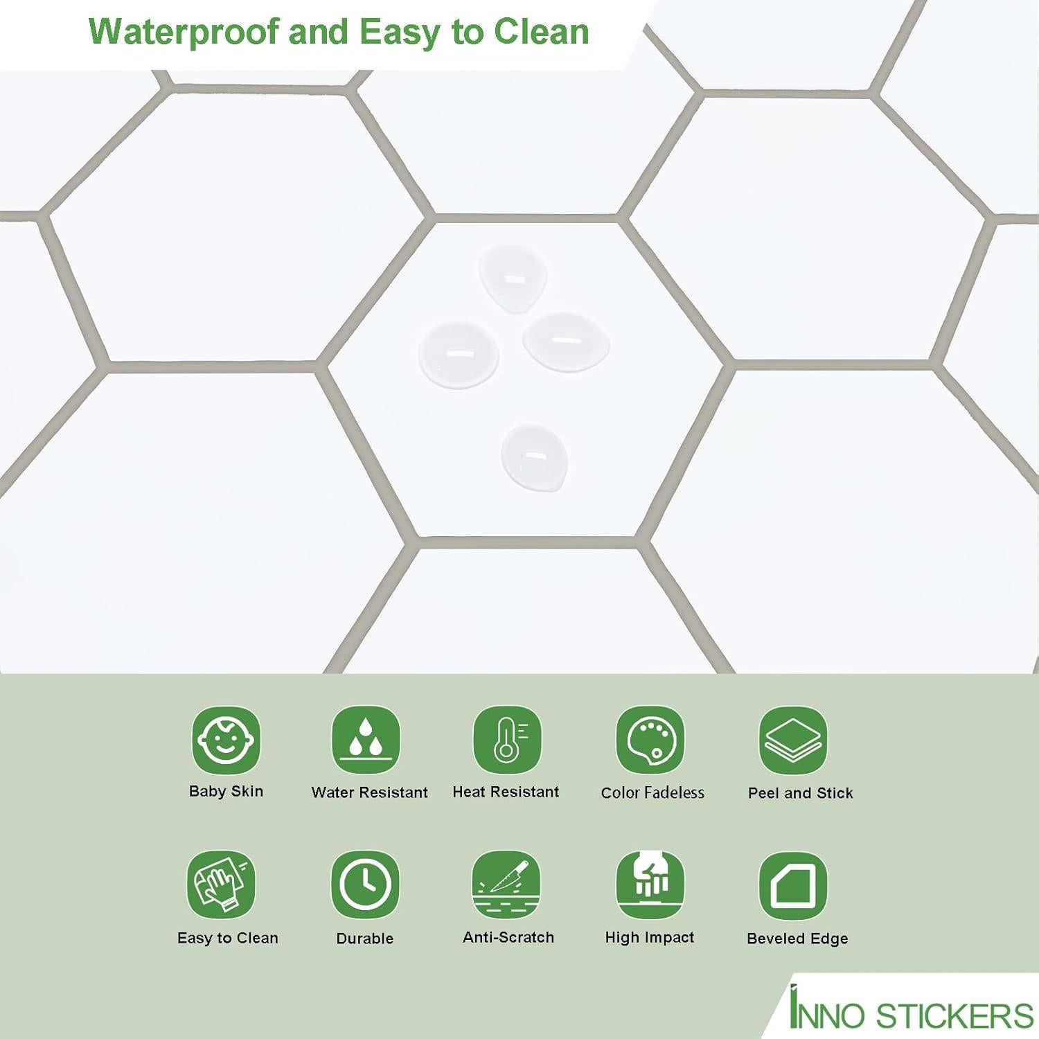 Azulejo Hexagonal Autoadhesivo INNO STICKERS 29x29cm Blanco