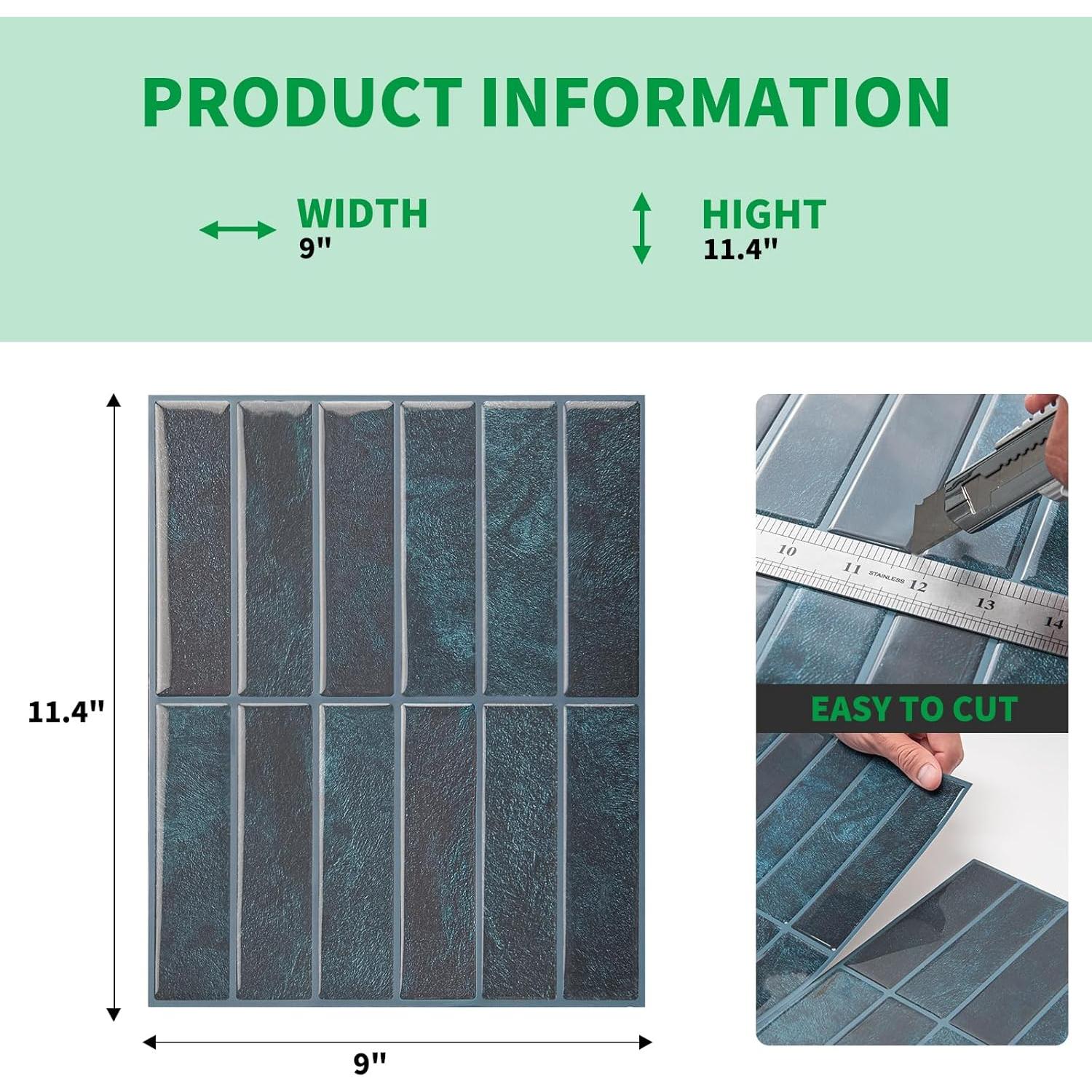 Azulejos Autoadhesivos LONGKING 10 Piezas 29x22.9cm Azul