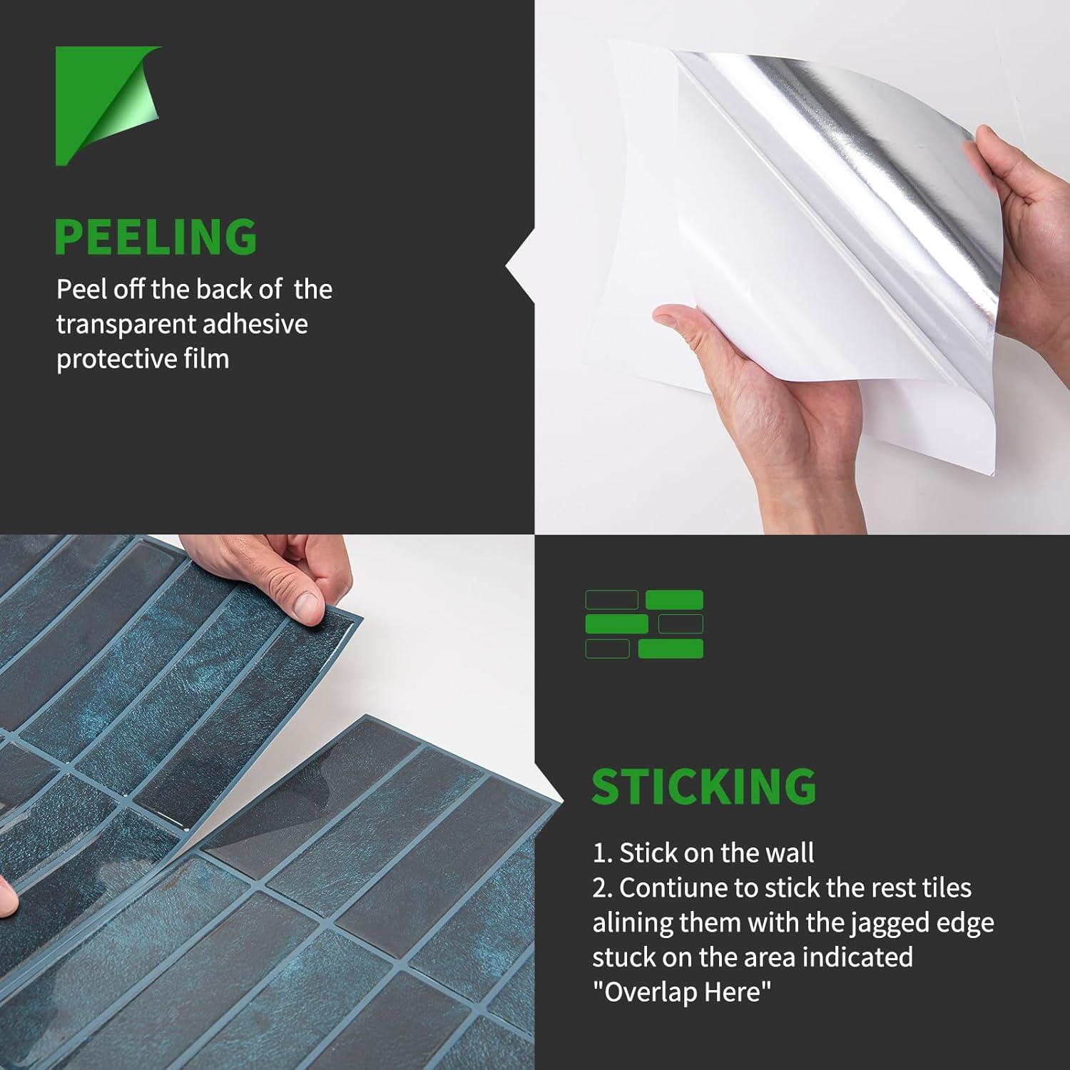 Azulejos Autoadhesivos LONGKING 10 Piezas 29x22.9cm Azul