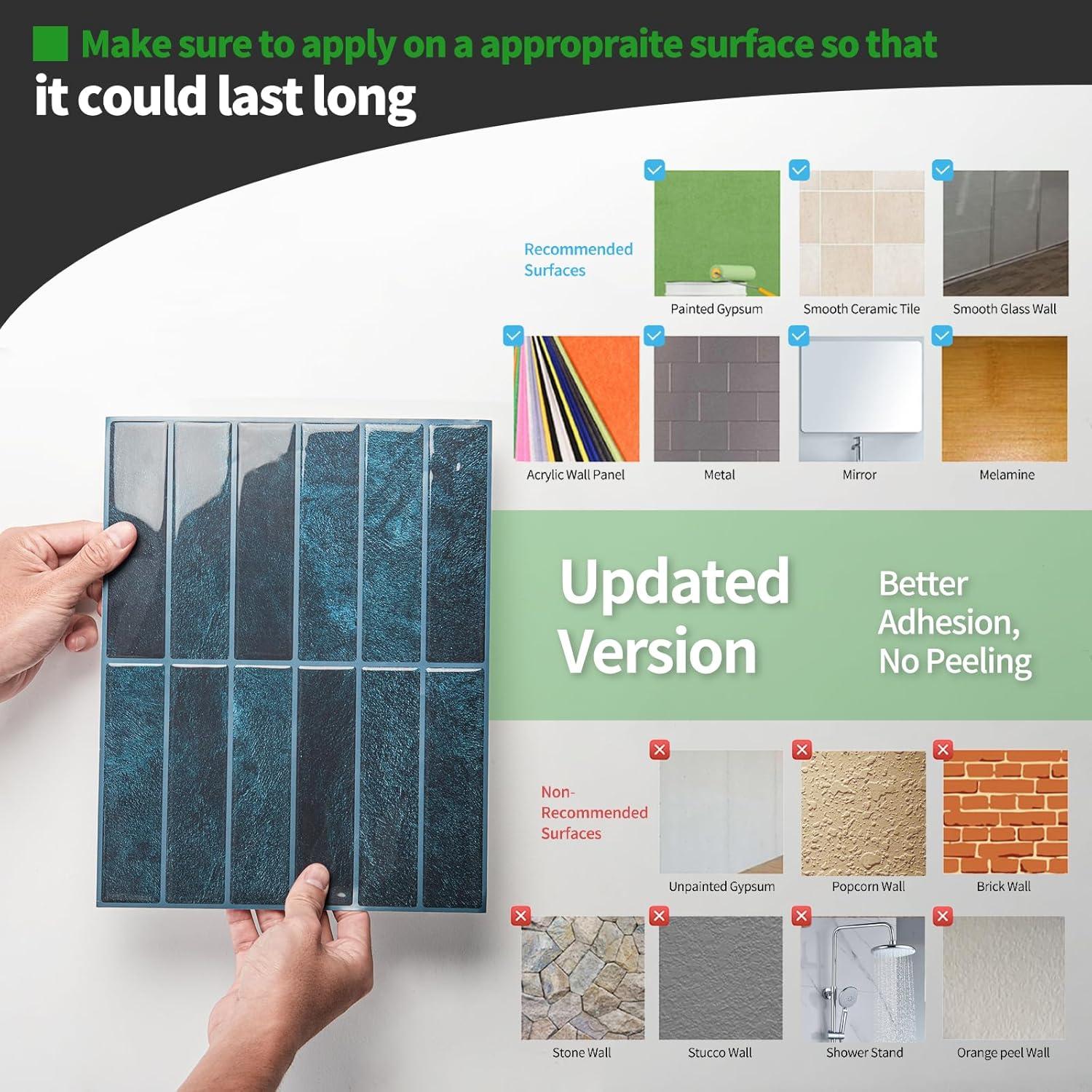 Azulejos Autoadhesivos LONGKING 10 Piezas 29x22.9cm Azul