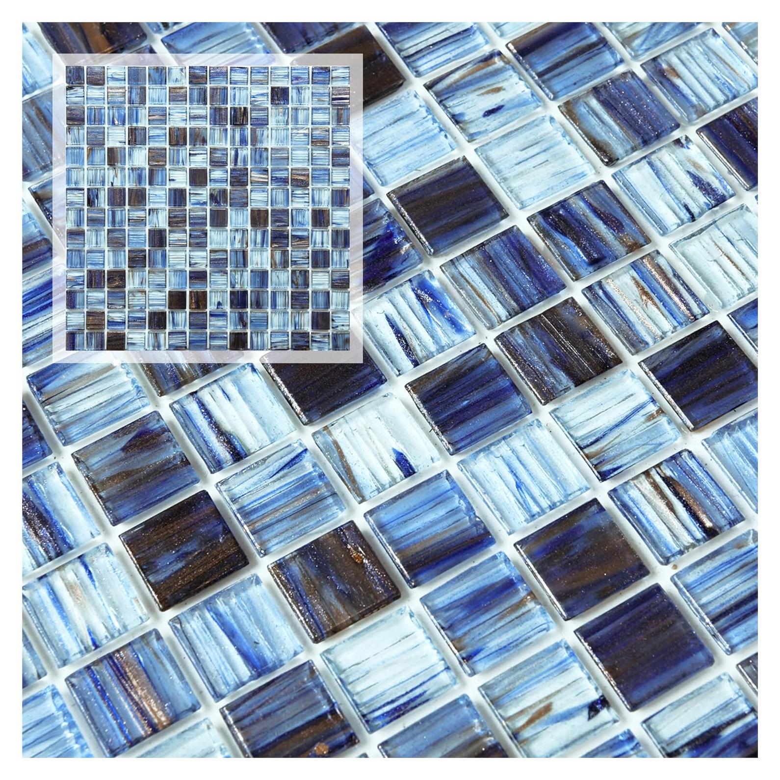 Azulejo de vidrio autoadhesivo CASAPALACE 30.48x30.48 cm azul